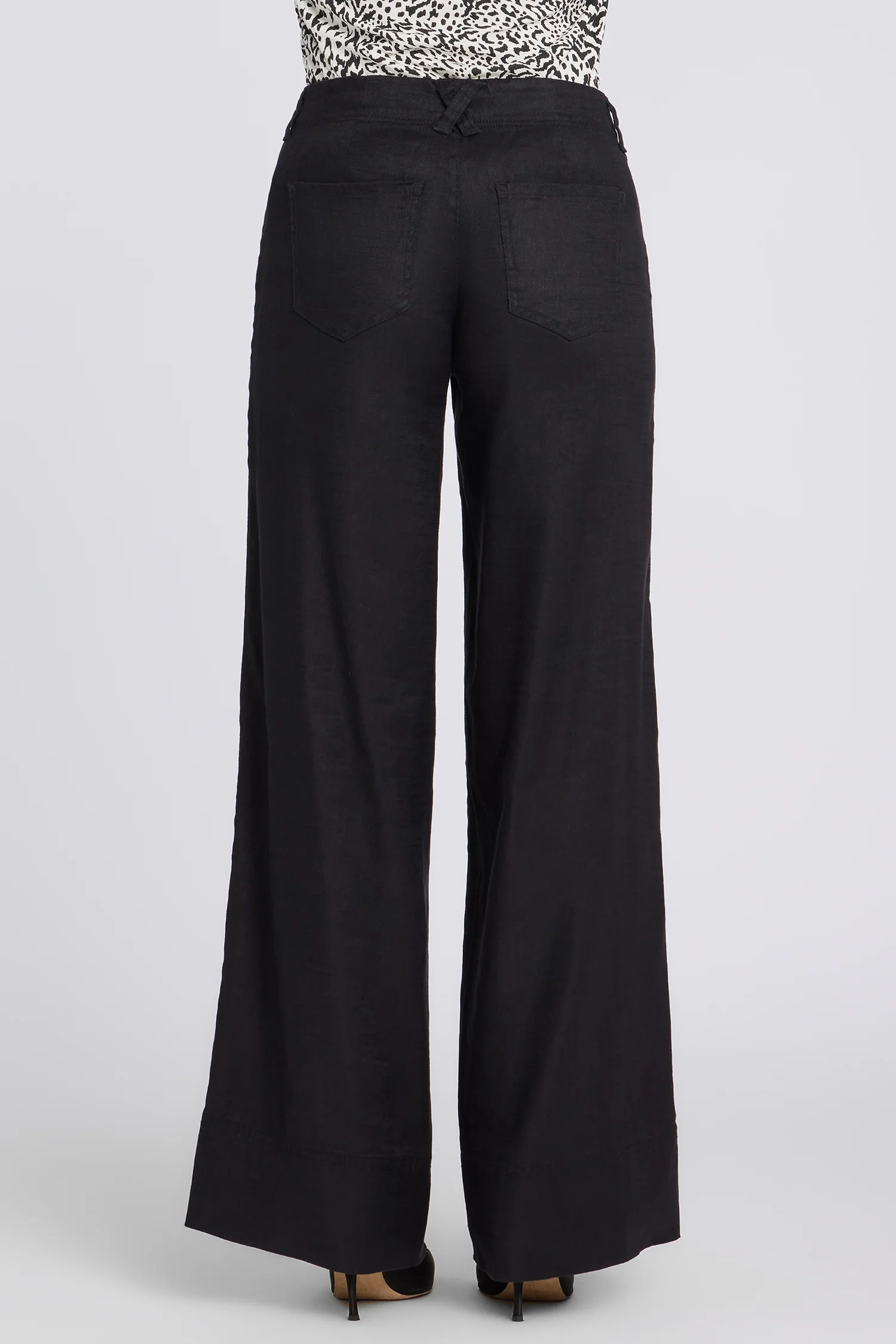 5 Pocket Wide Leg Trouser Pants - Black - Image 2