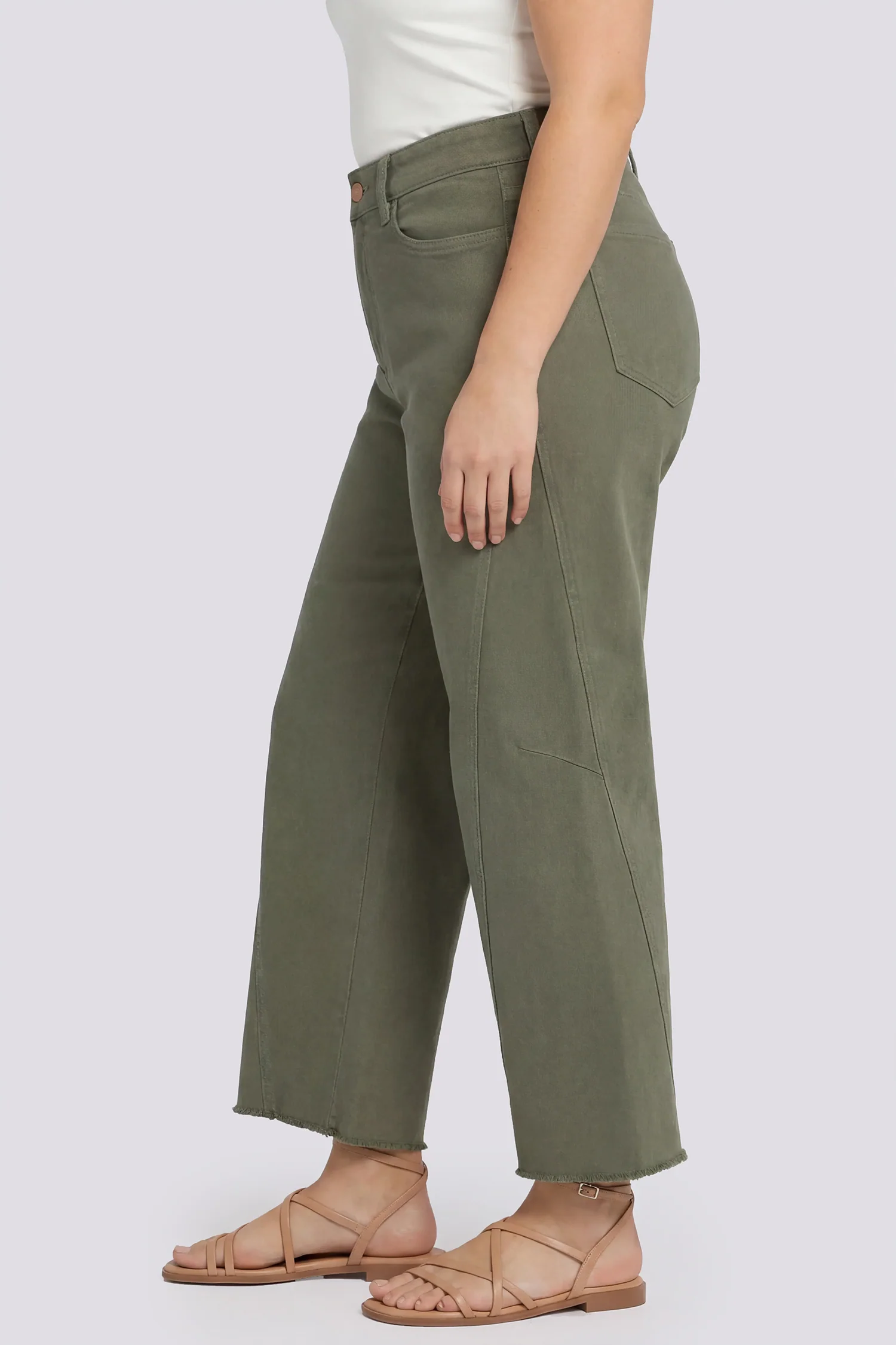 Alyssa Relaxed Crop Jeans In Plus Size - Desert Green - Image 3