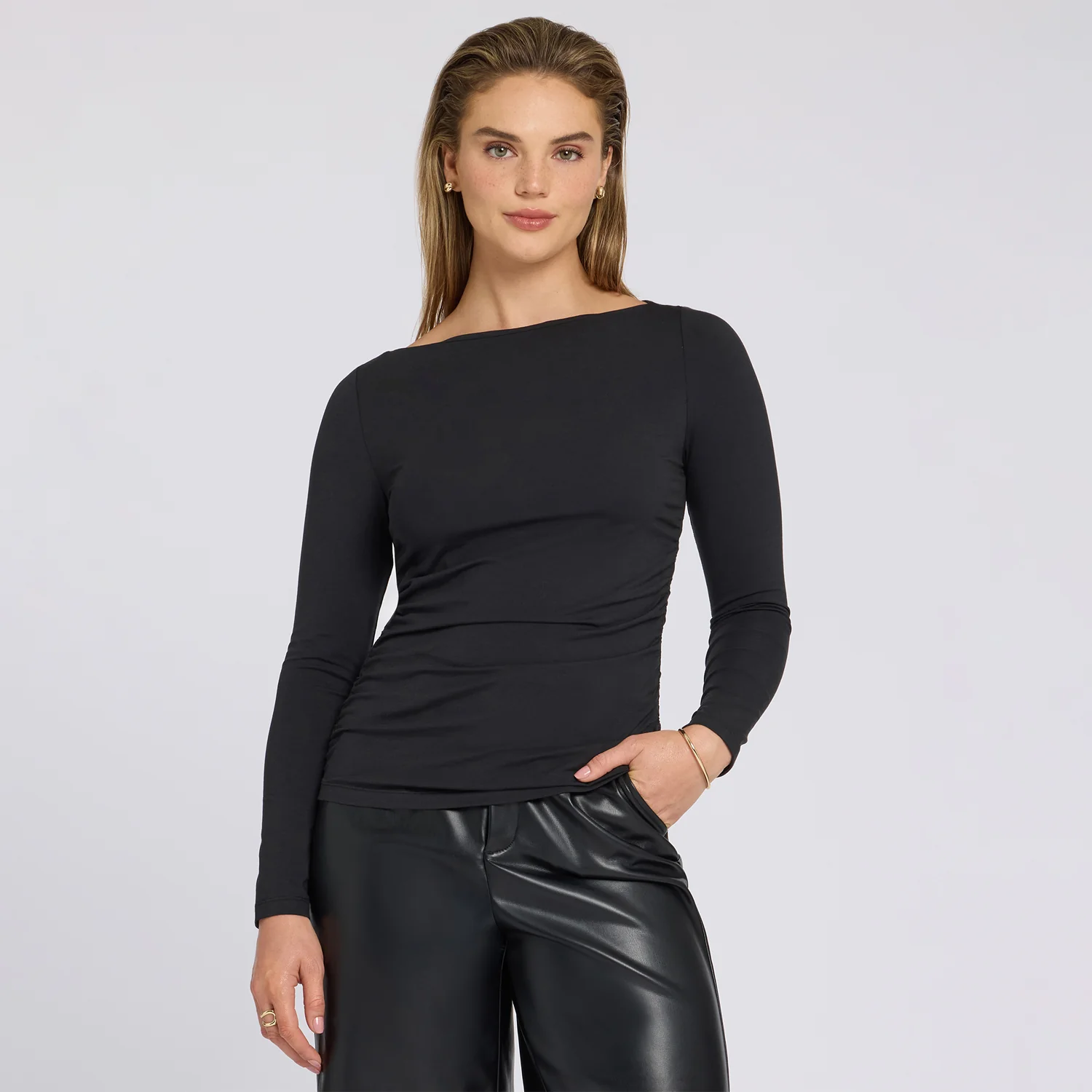 Boatneck Knit Top - Black - Image 7
