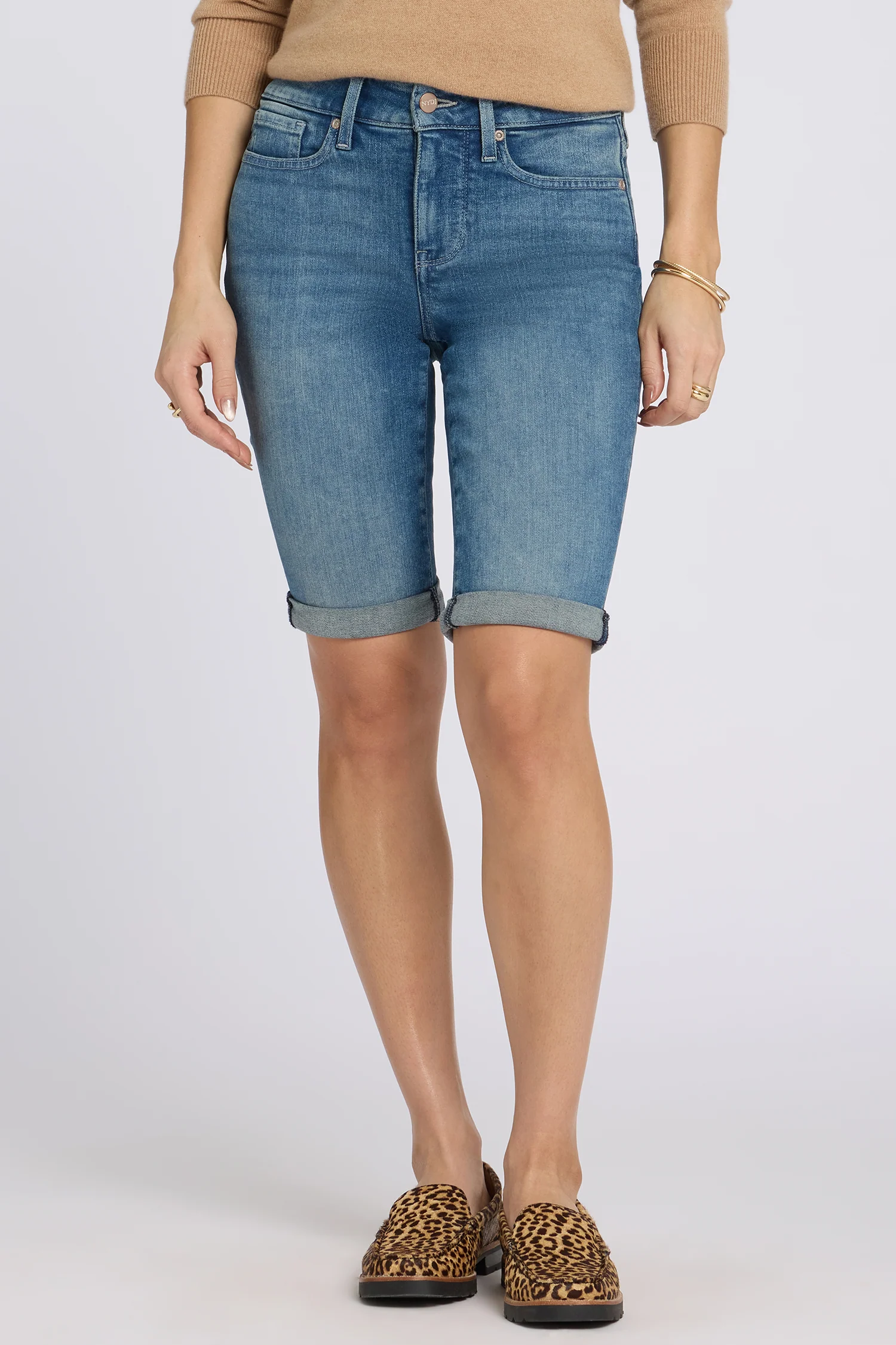 Briella 10 Inch Denim Shorts In Petite - Breezy Palms - Image 4