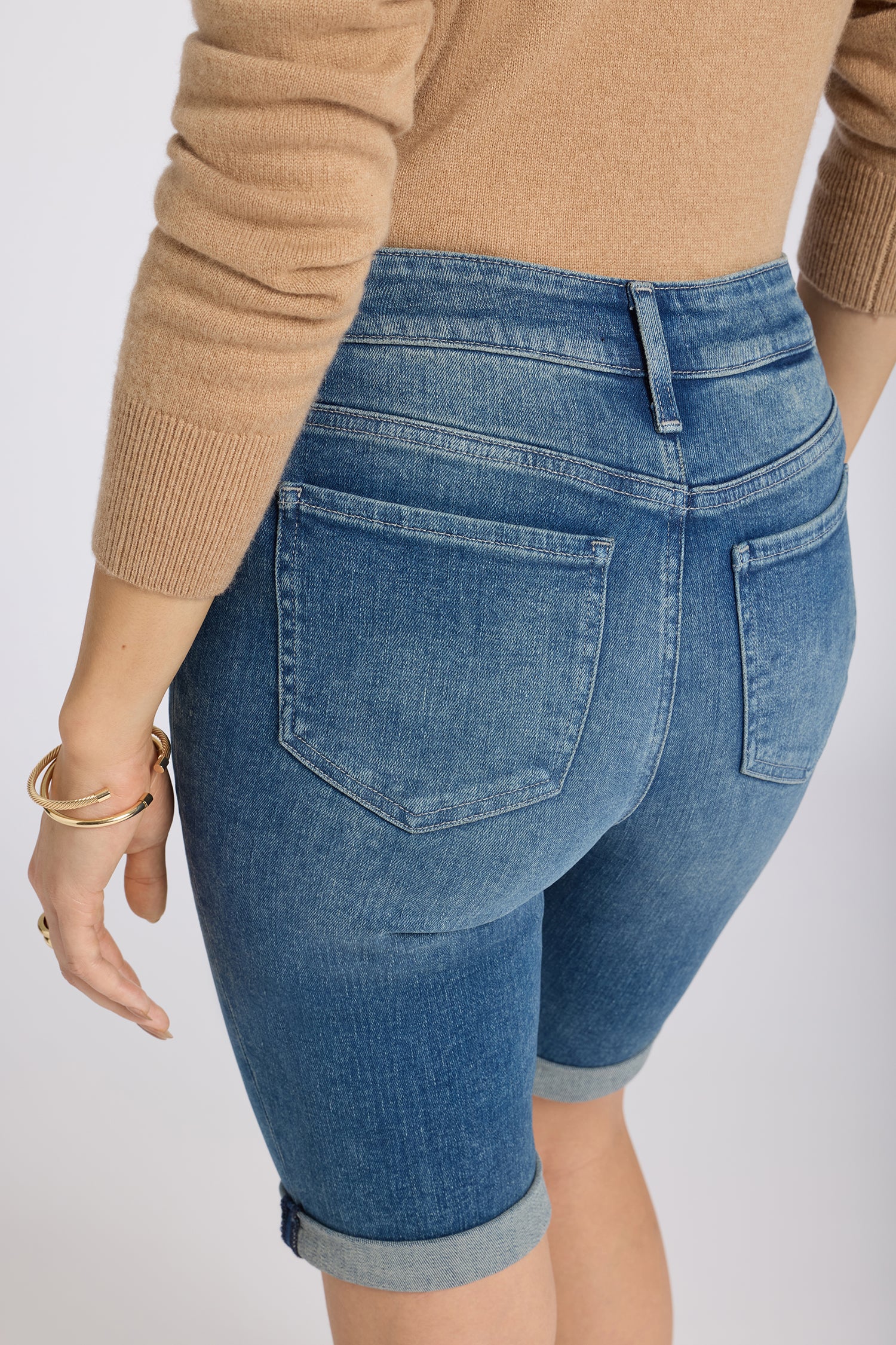 Briella 10 Inch Denim Shorts In Petite - Breezy Palms - Image 5