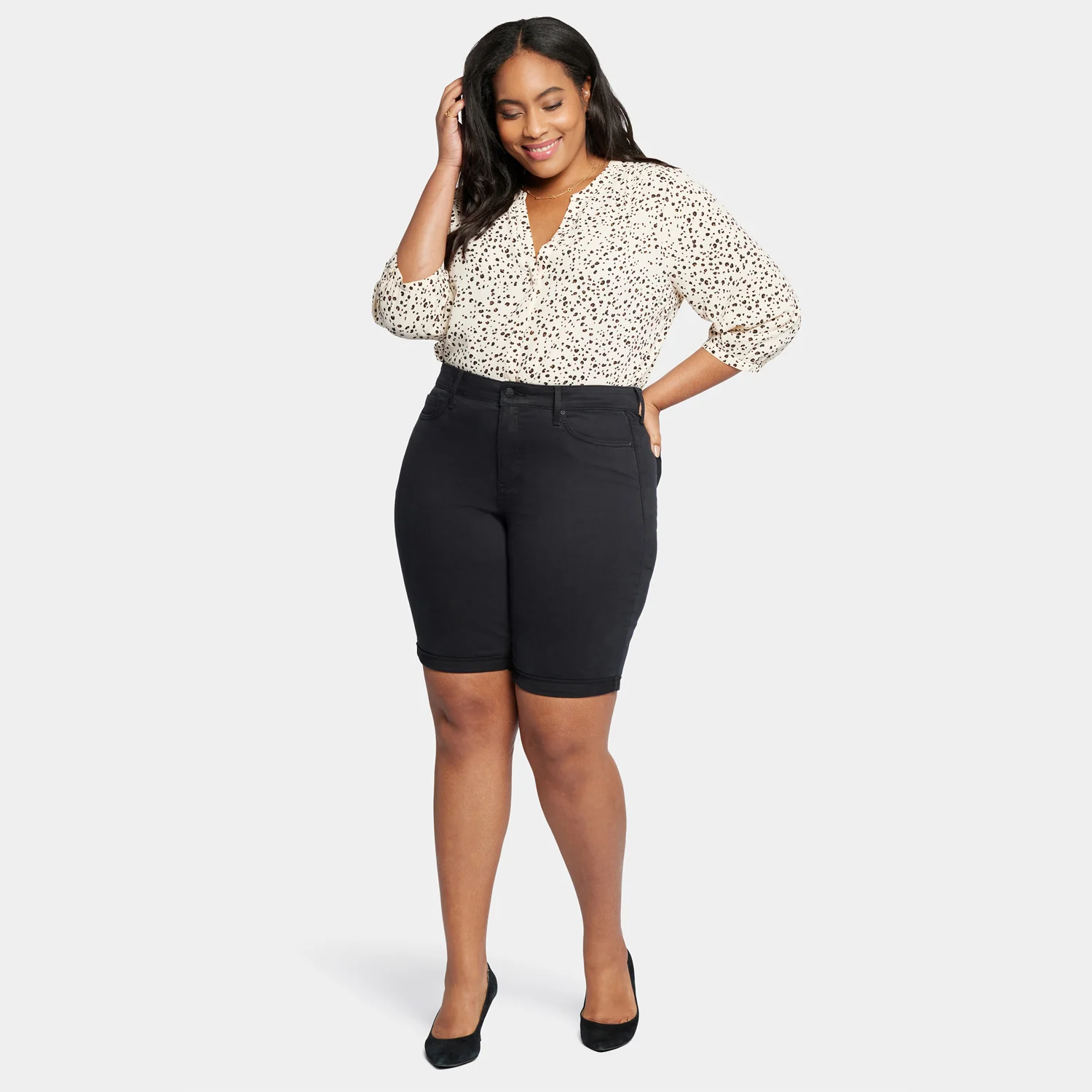 Briella 11 Inch Denim Shorts In Plus Size - Black - Image 7
