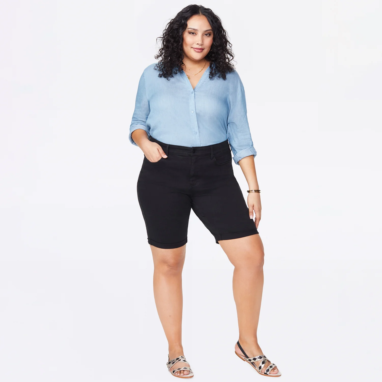 Briella 11 Inch Denim Shorts In Plus Size - Black - Image 7