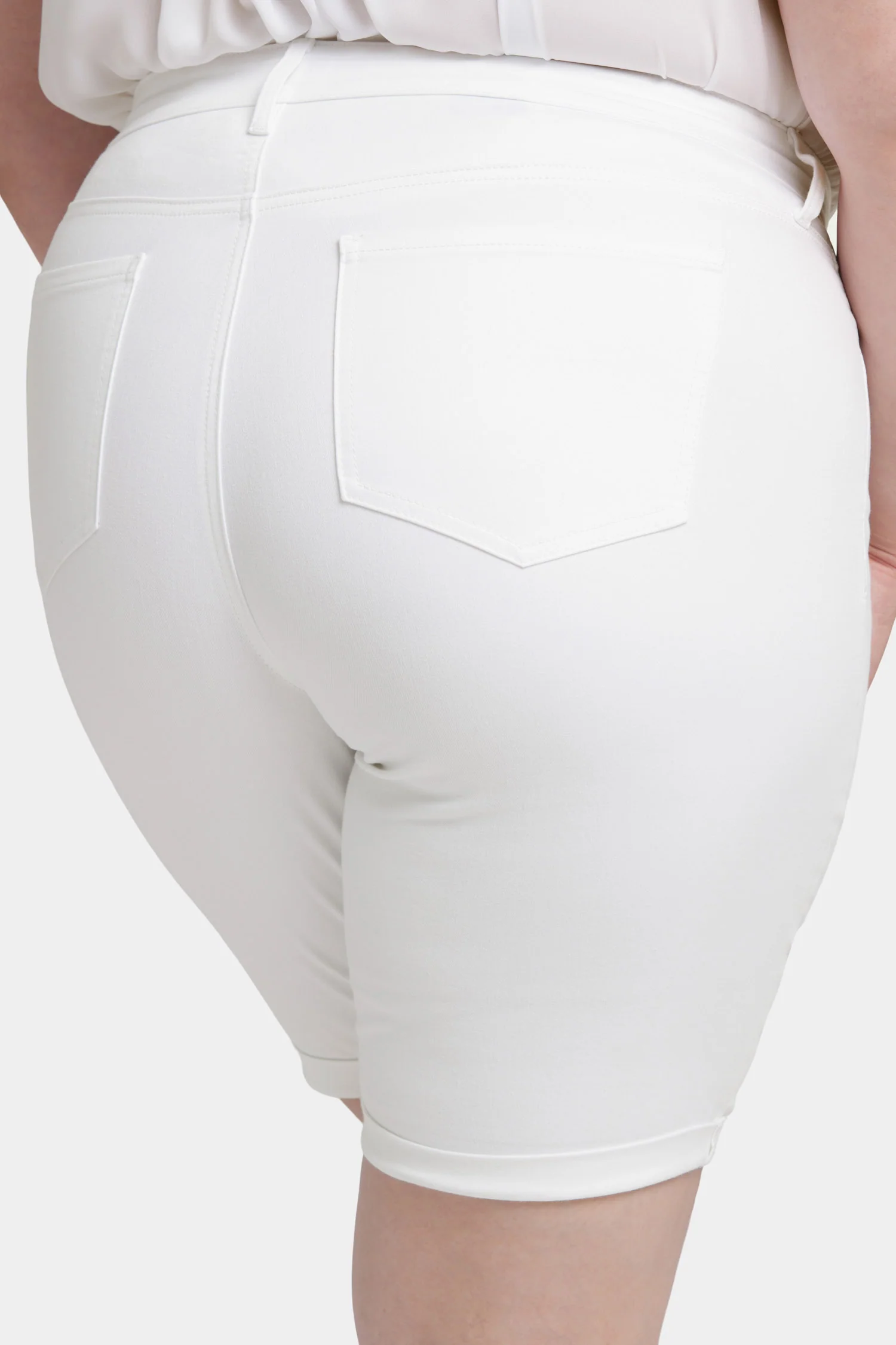 Briella 11 Inch Denim Shorts In Plus Size - Optic White - Image 4