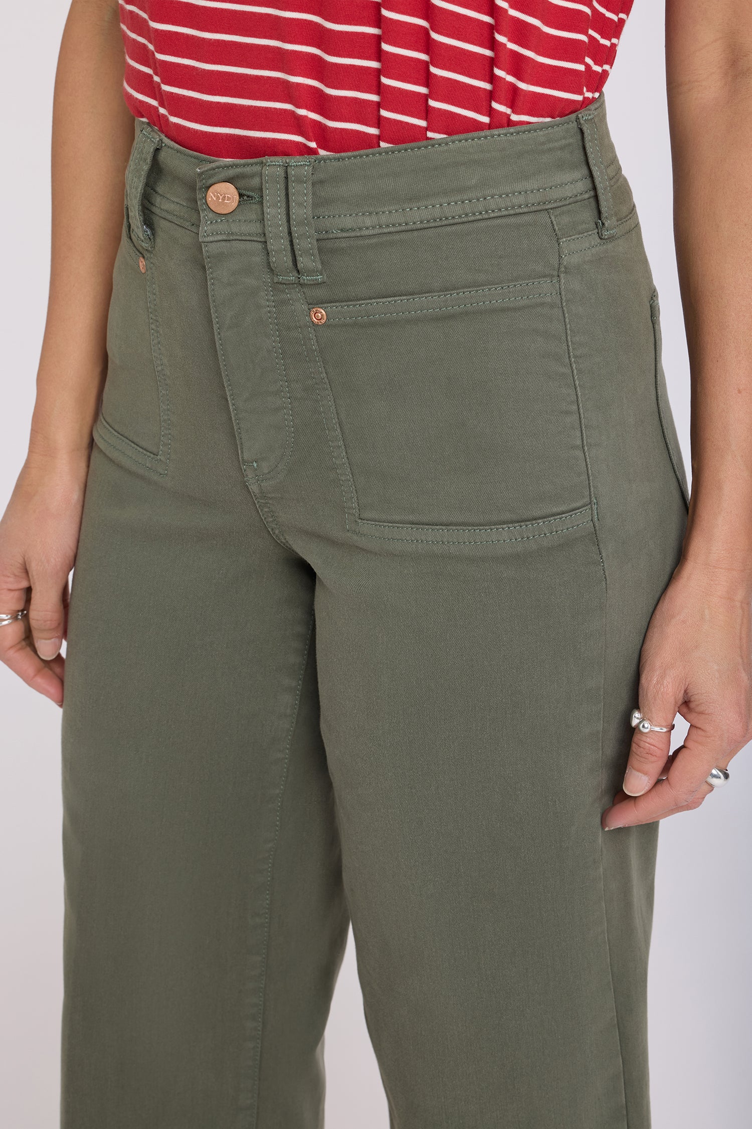 Brigitte Wide Leg Capri Jeans - Desert Green - Image 2