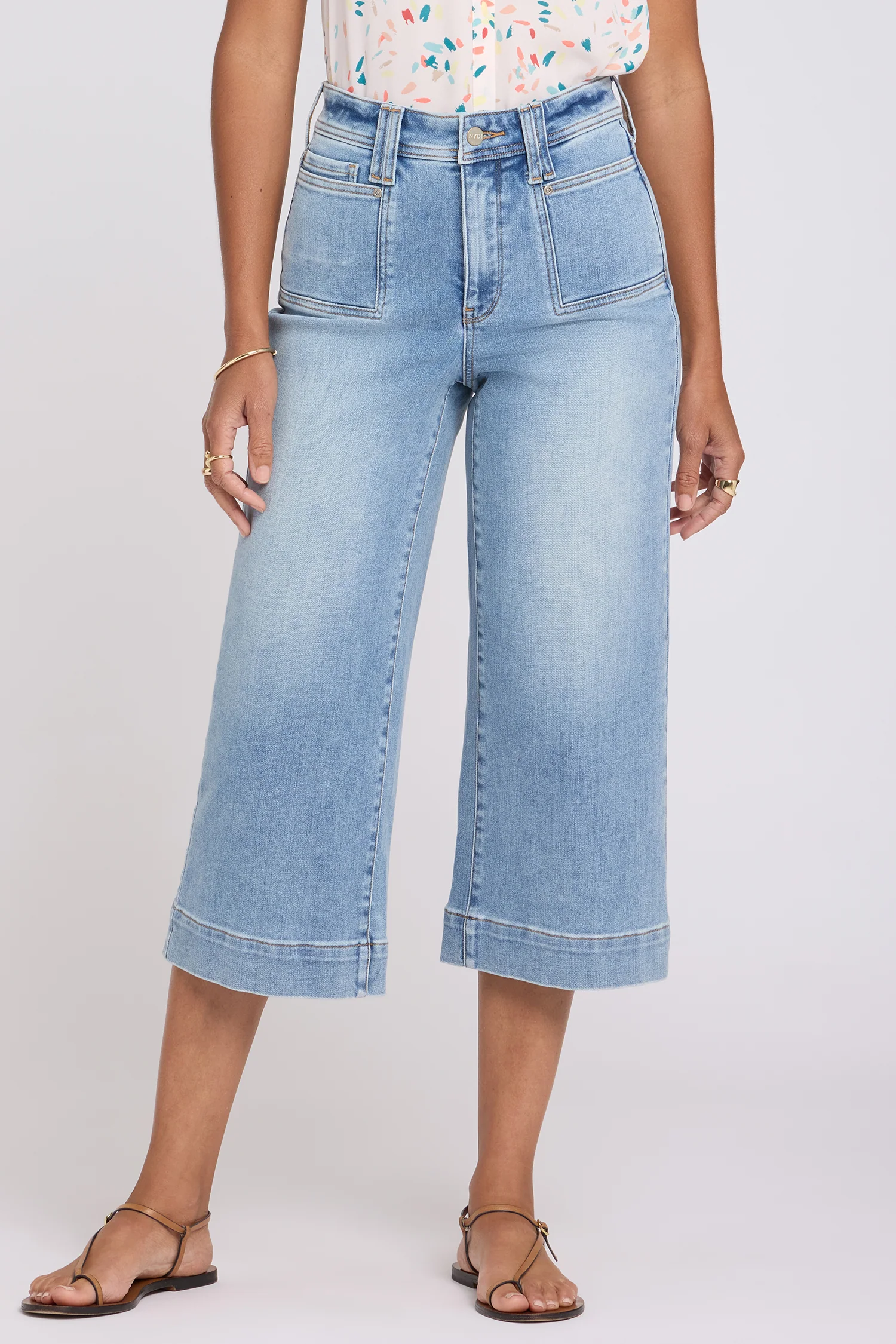 Brigitte Wide Leg Capri Jeans - Mist Springs - Image 6