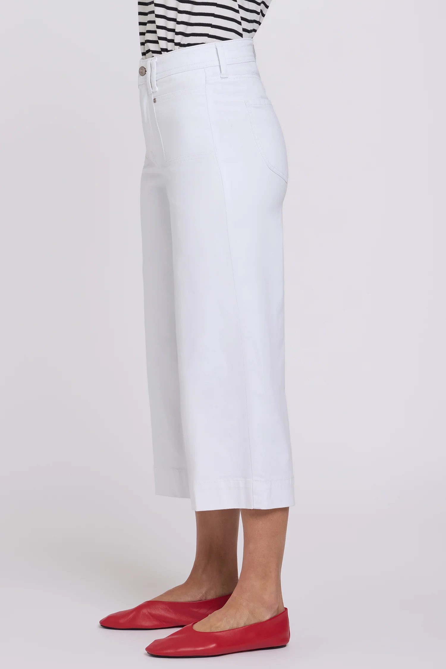 Brigitte Wide Leg Capri Jeans - Optic White - Image 3