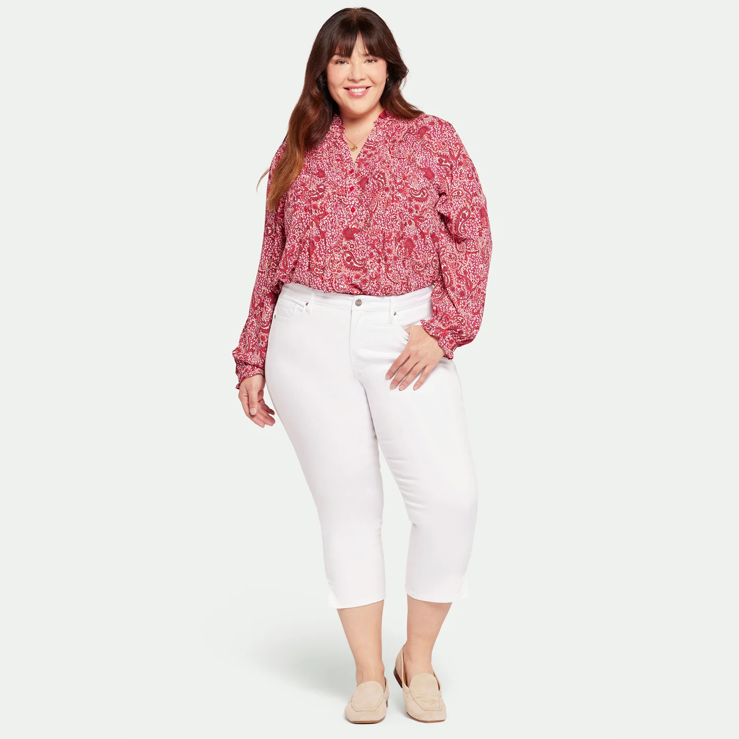 Chloe Capri Jeans In Plus Size - Optic White - Image 7