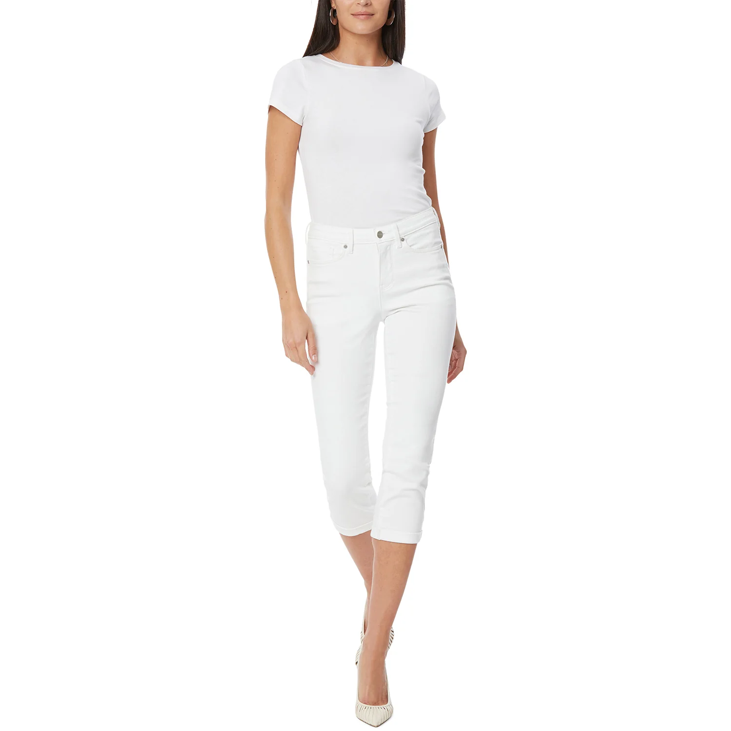 Chloe Skinny Capri Jeans In Petite - Optic White - Image 4