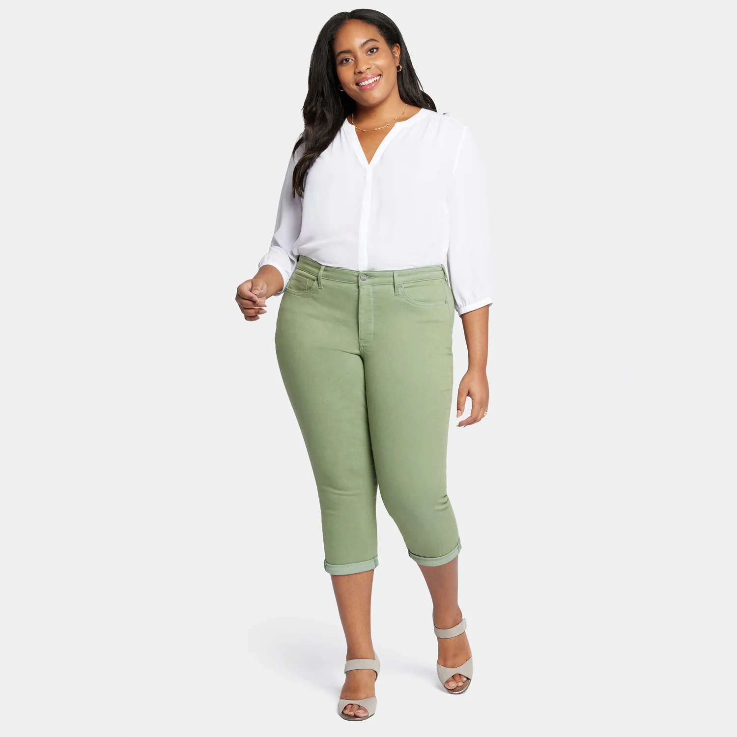 Chloe Skinny Capri Jeans In Plus Size - English Ivy - Image 7