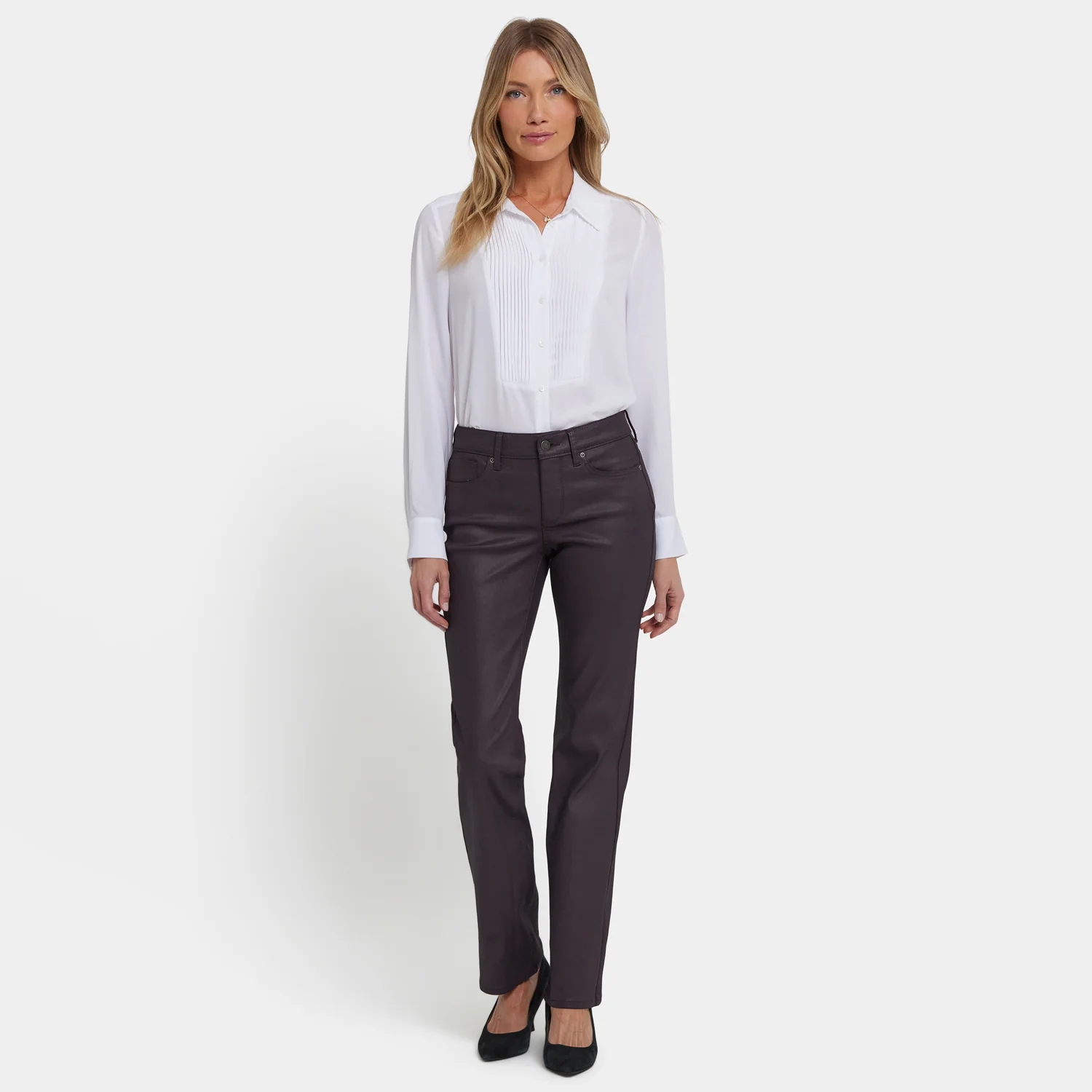 Coated Marilyn Straight Jeans In Petite - Fig Coated - Image 6