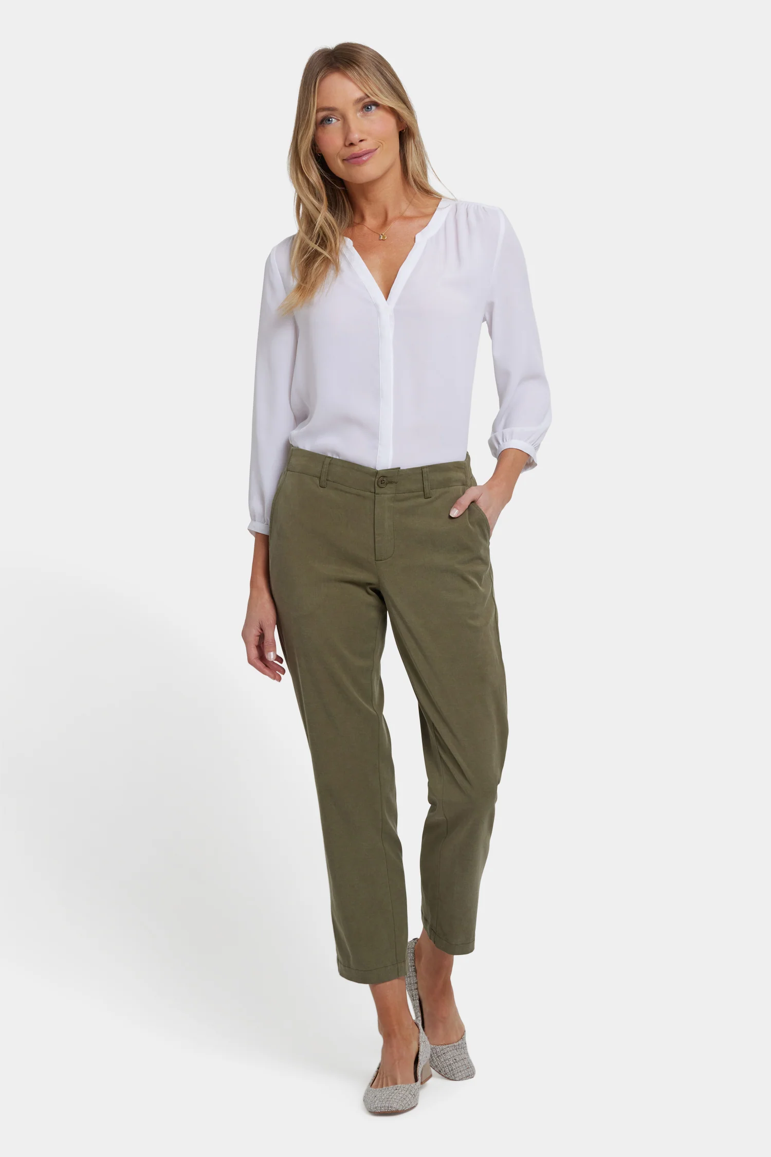 Easy-Fit Ankle Trouser Pants - Bay Leaf