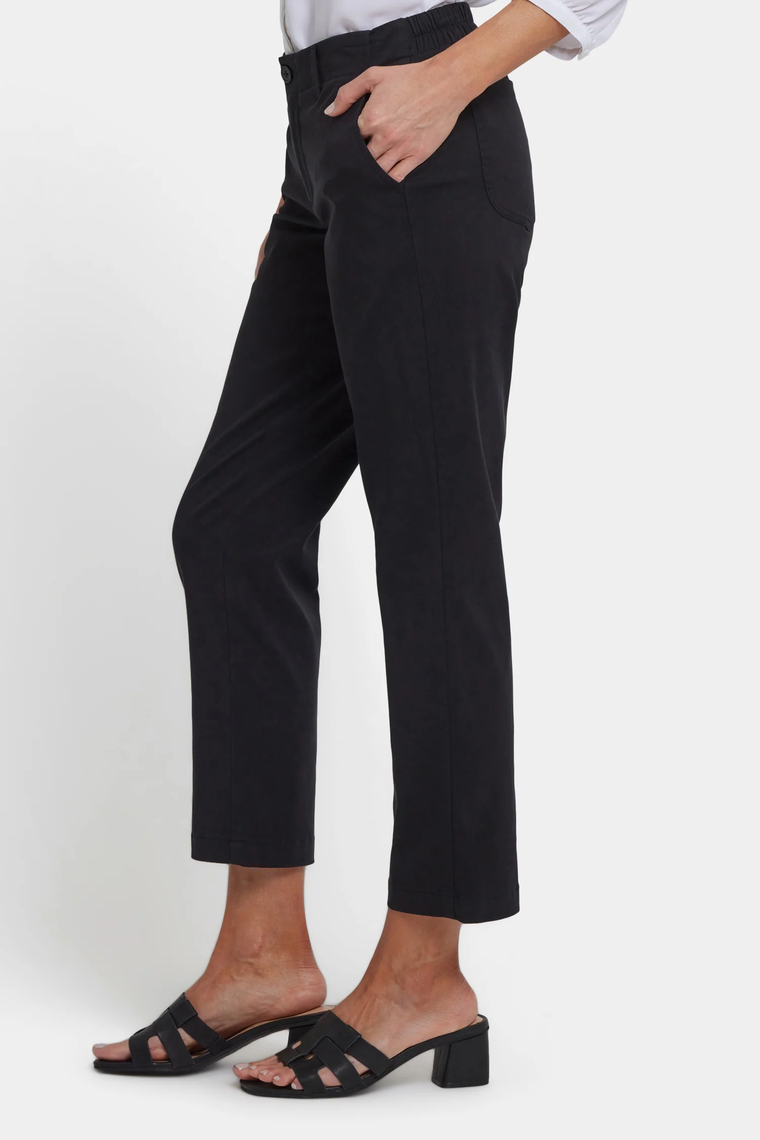 Easy-Fit Ankle Trouser Pants - Black - Image 3