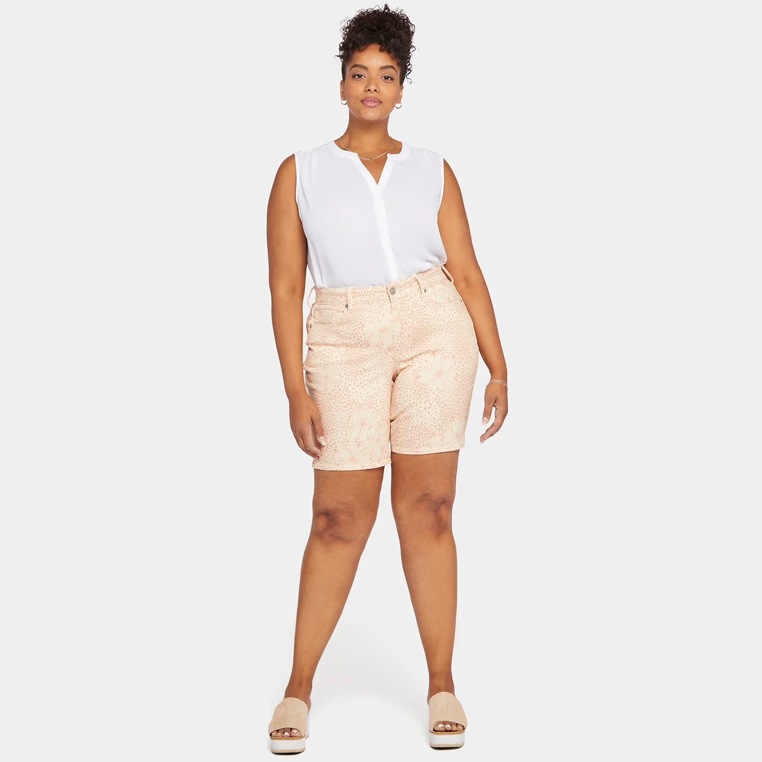 Ella Denim Shorts In Plus Size - Daydream Leopard - Image 7