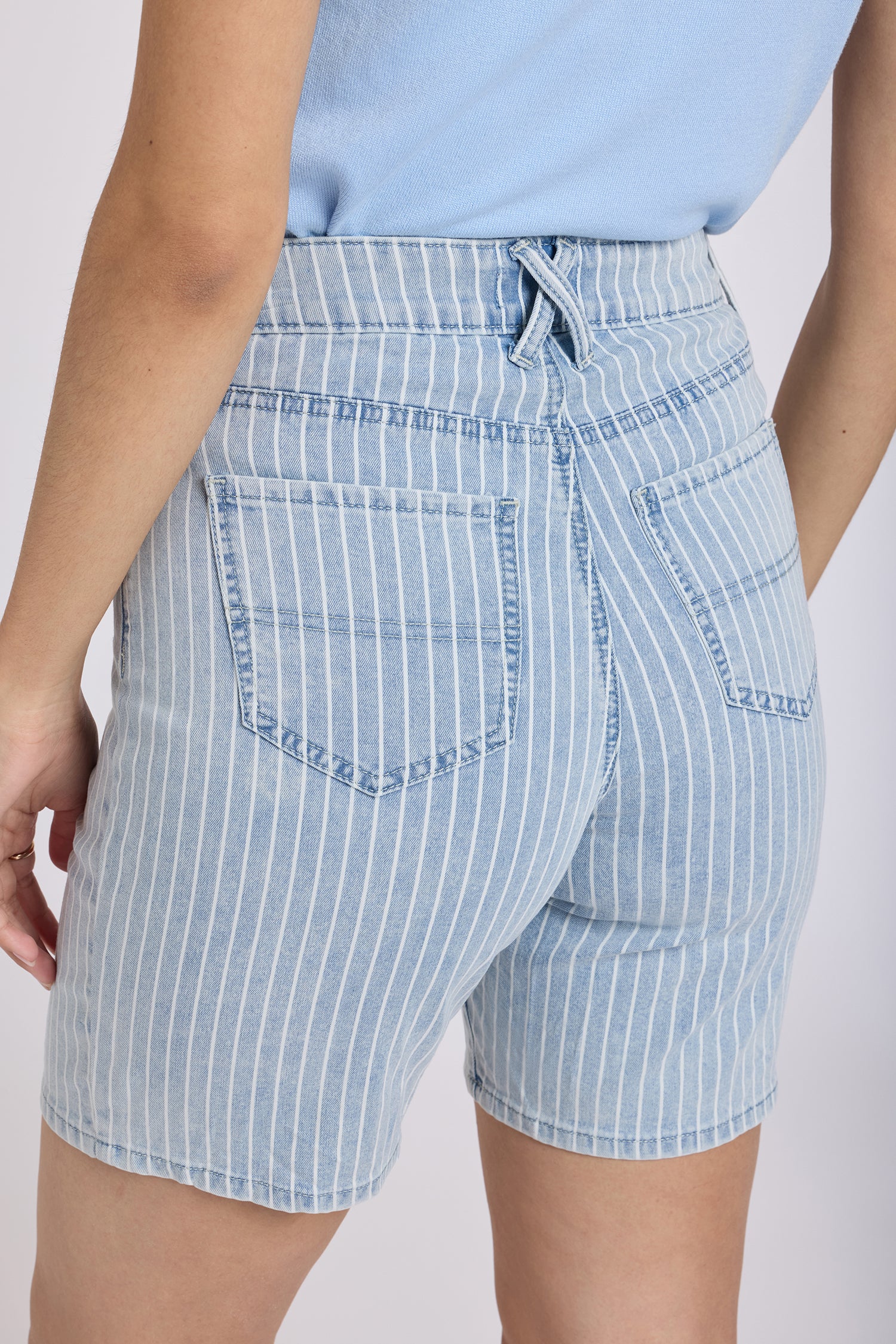 Erin Relaxed Denim Shorts - Azure Stripe - Image 2