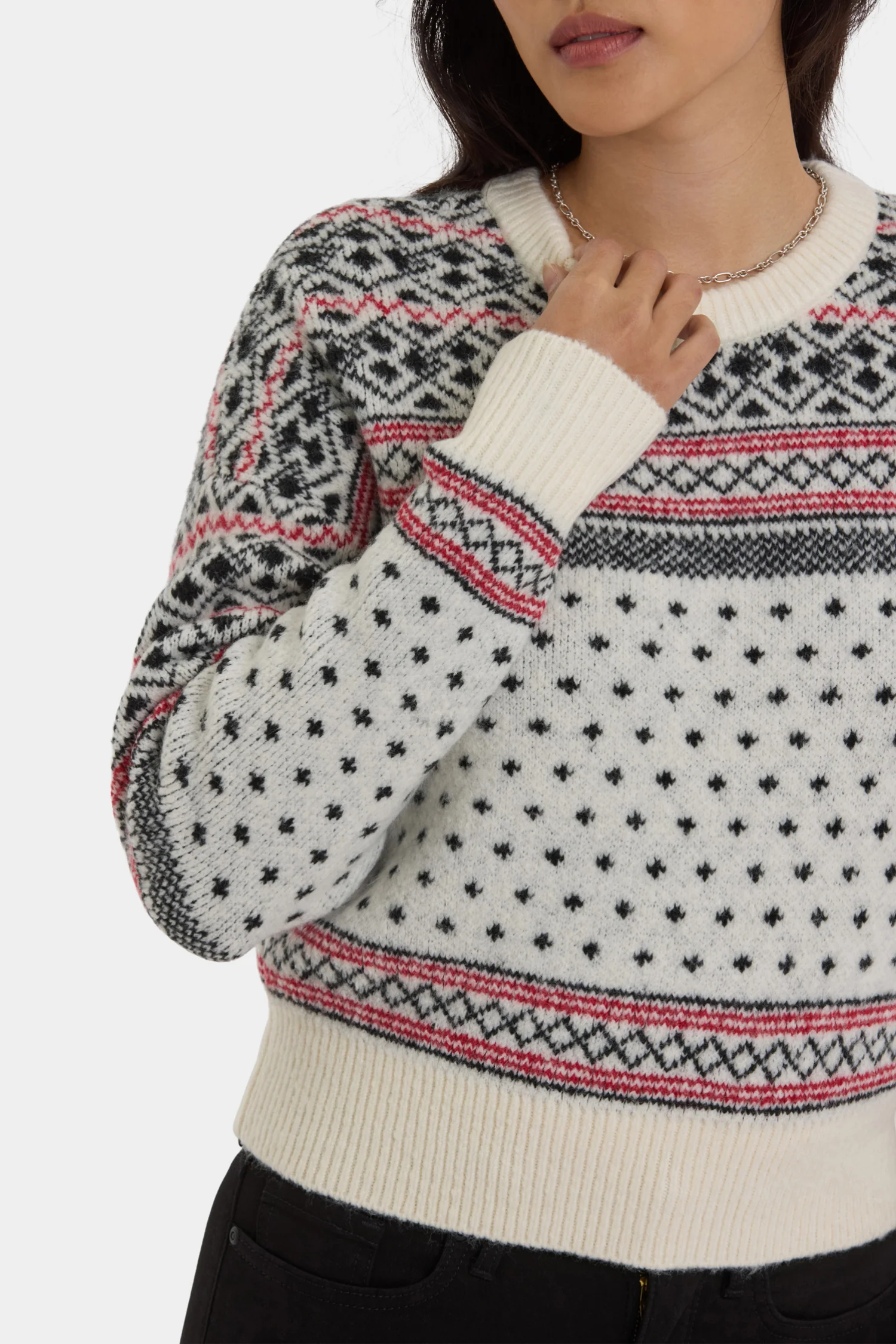 Fairisle Pullover Sweater - Ivory Black - Image 5
