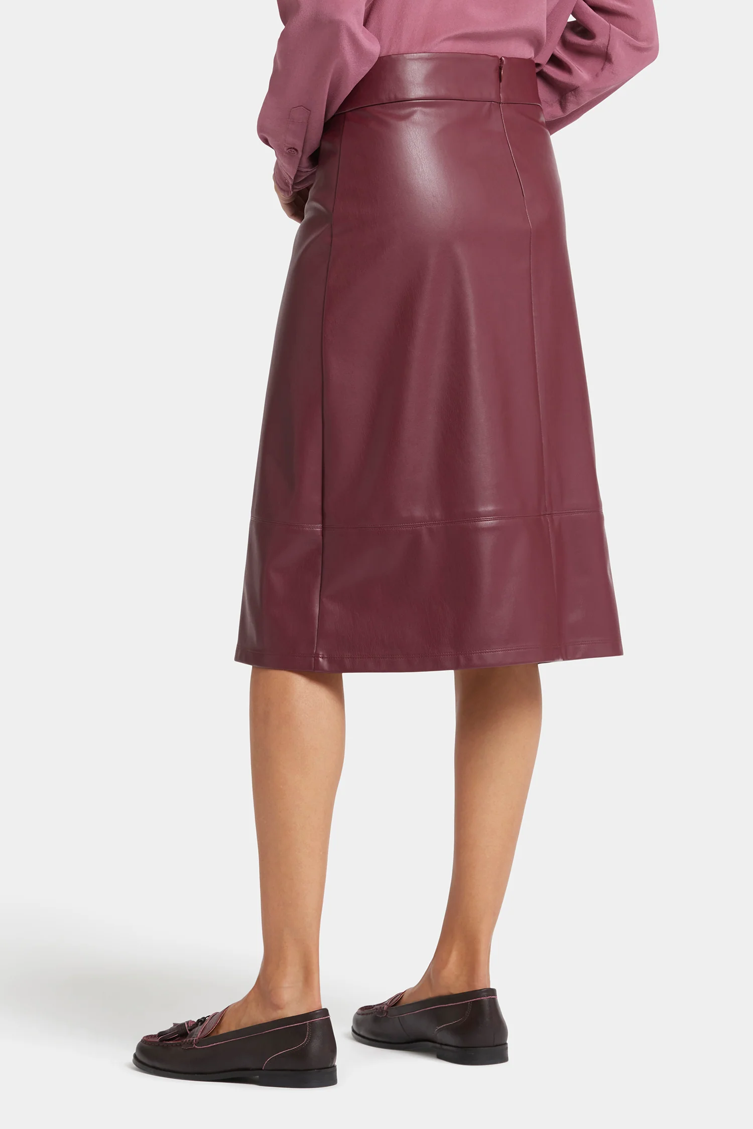 Faux Leather A-line Skirt - Tavern - Image 2