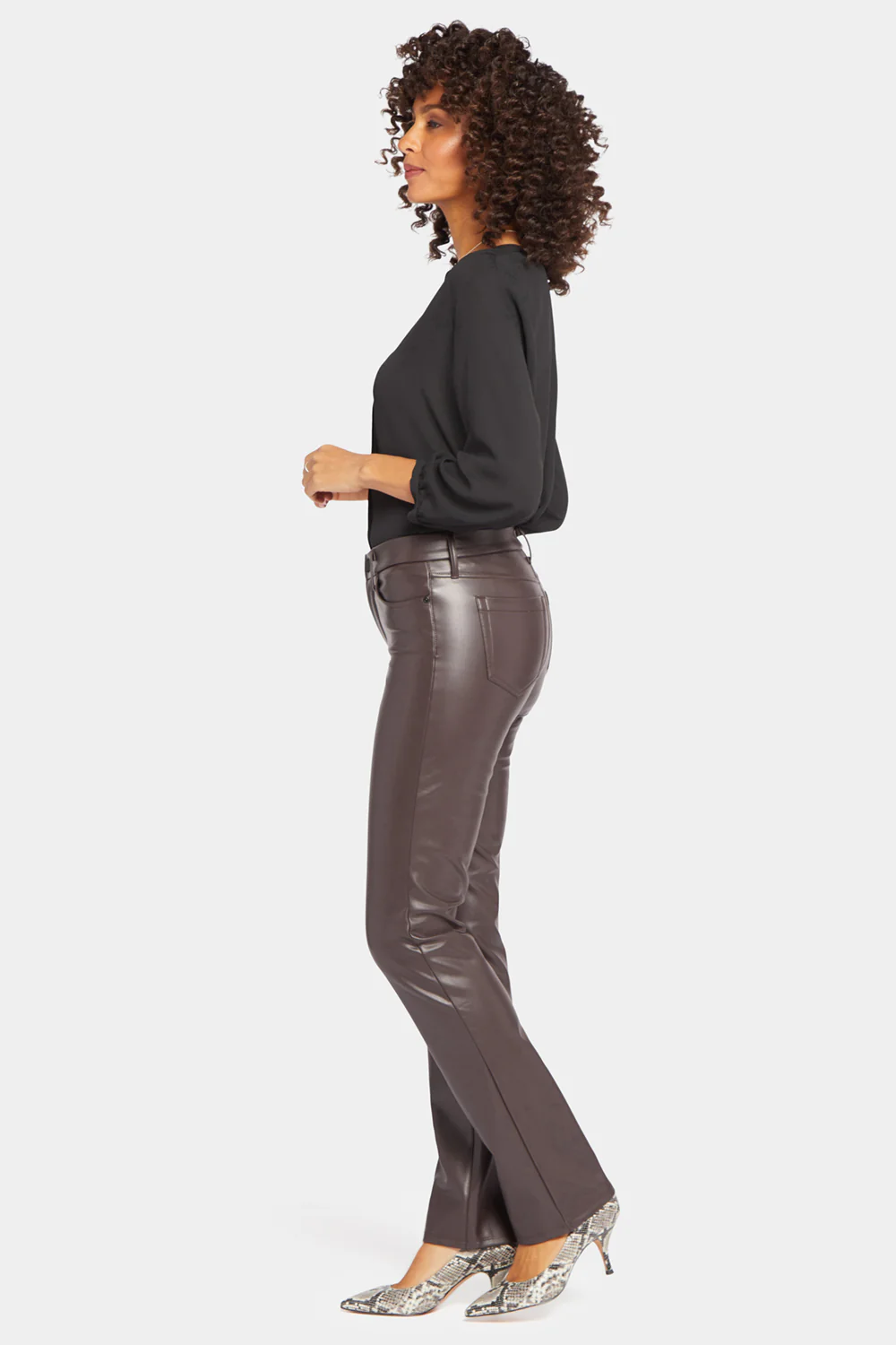 Faux Leather Marilyn Straight Pants - Cordovan - Image 5