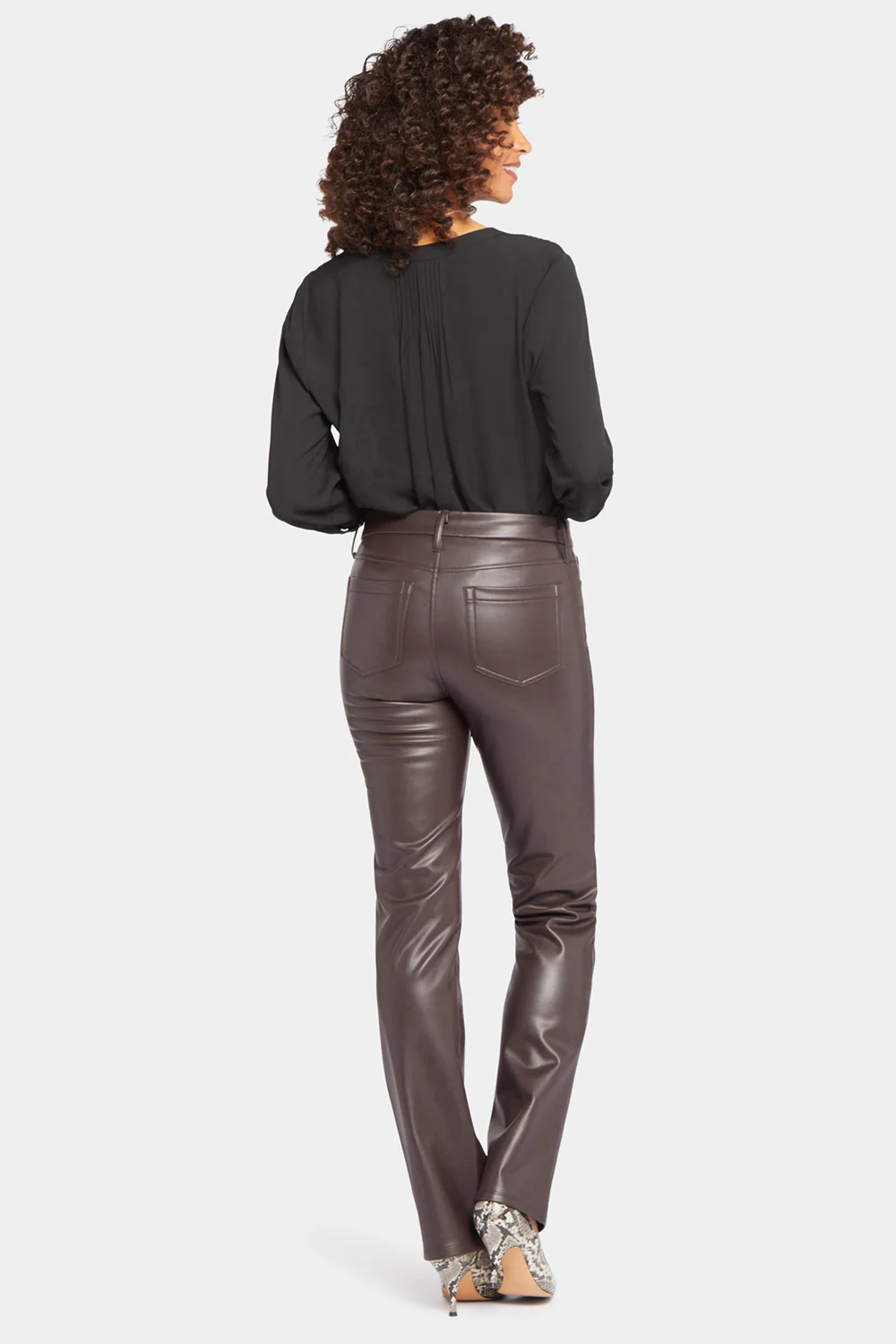 Faux Leather Marilyn Straight Pants - Cordovan - Image 6