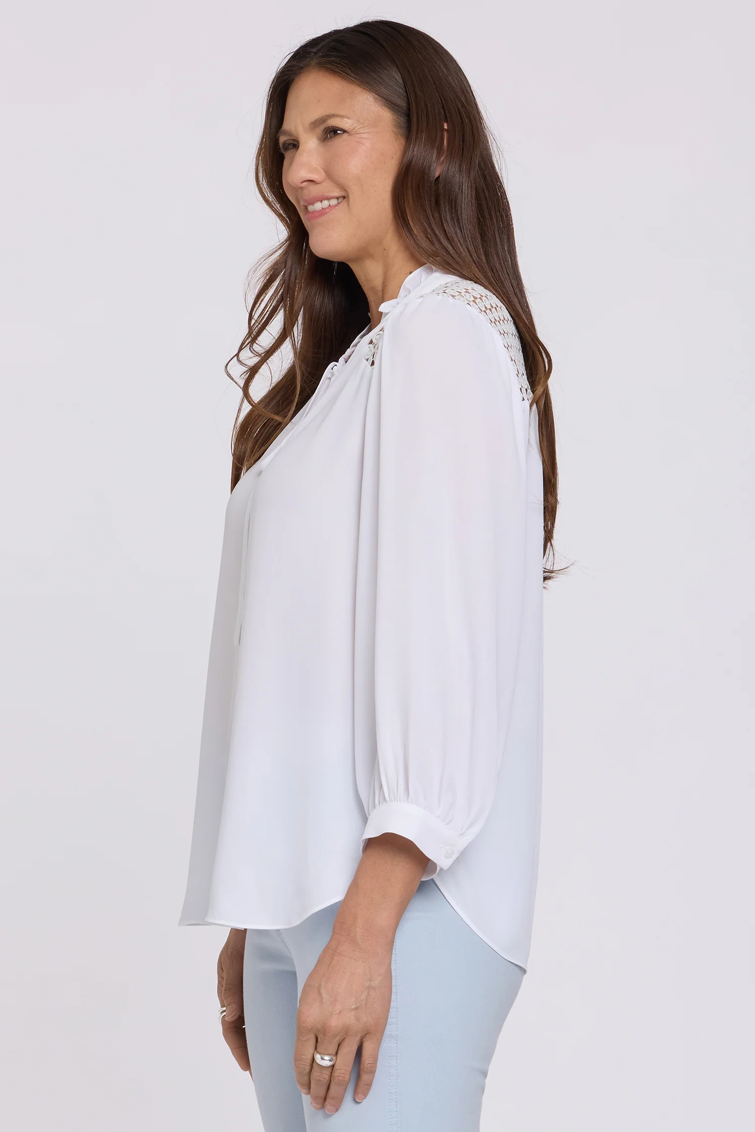 Lorelei Lace Yoke Blouse - Optic White - Image 3
