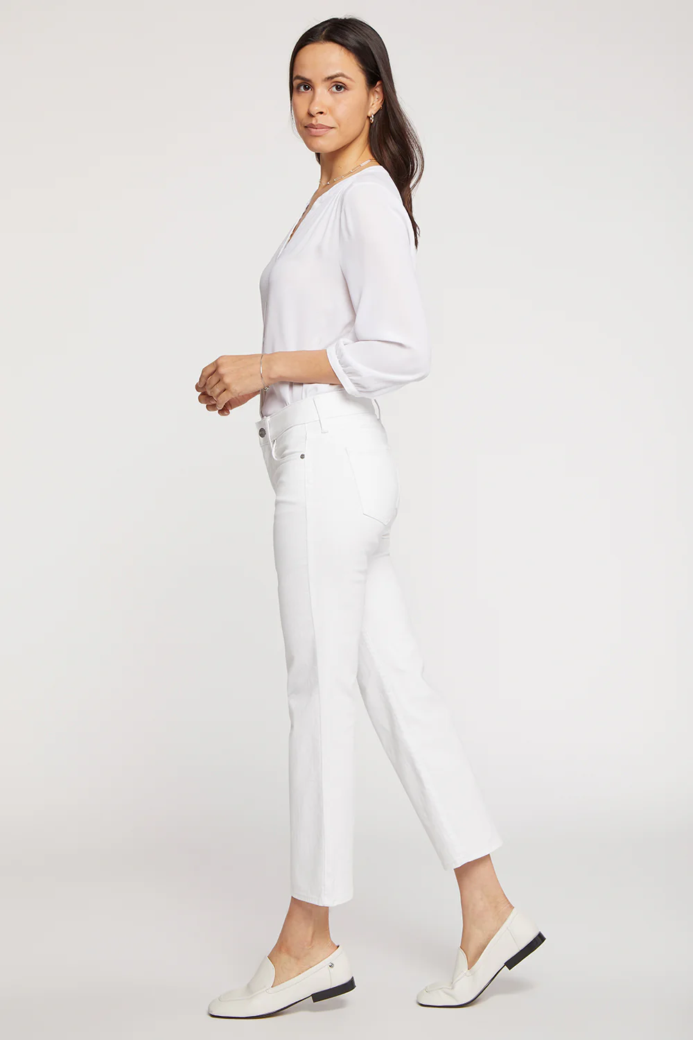 Marilyn Straight Ankle Jeans In Petite - Optic White - Image 5