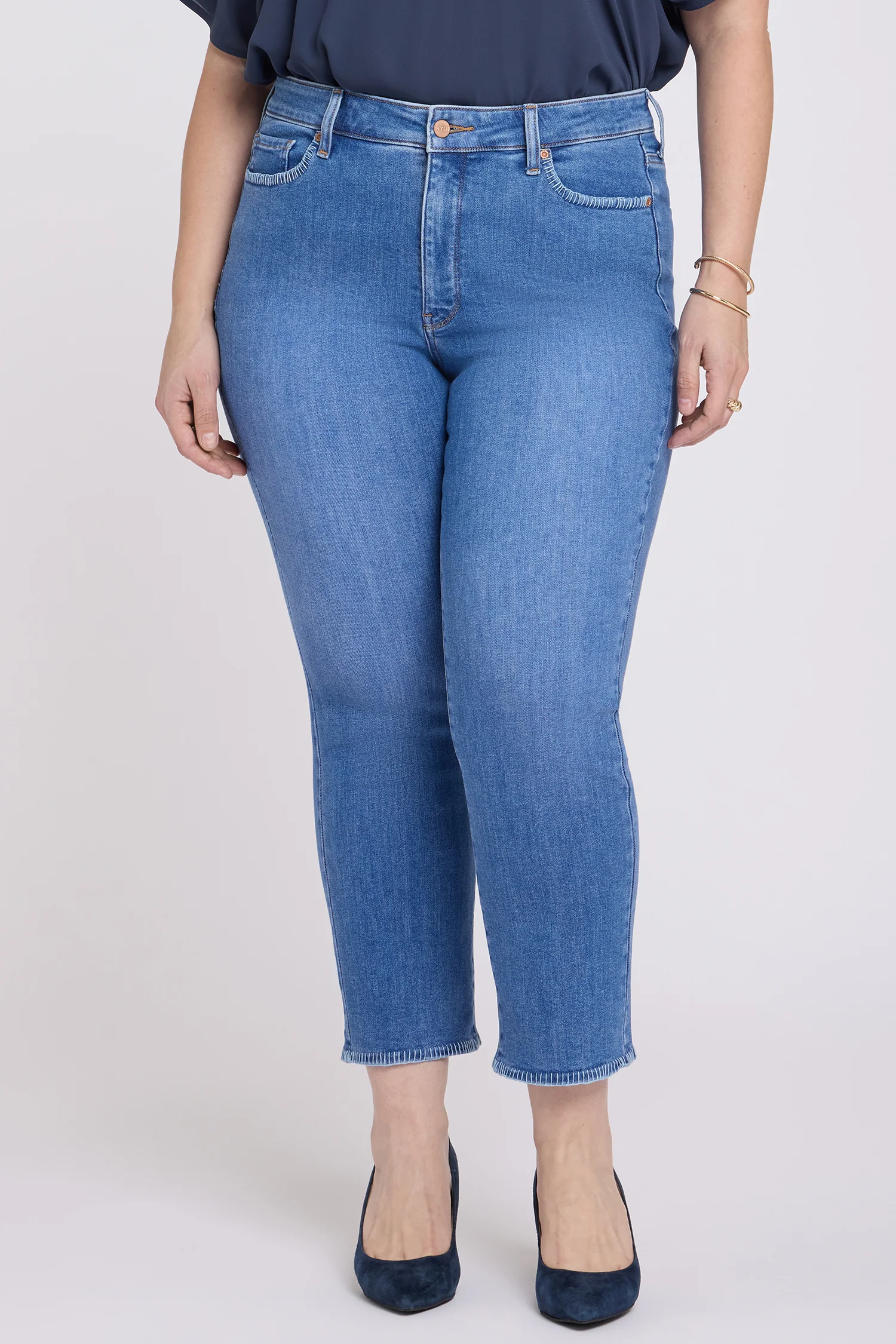 Marilyn Straight Ankle Jeans In Plus Size - Blue Paradise - Image 4