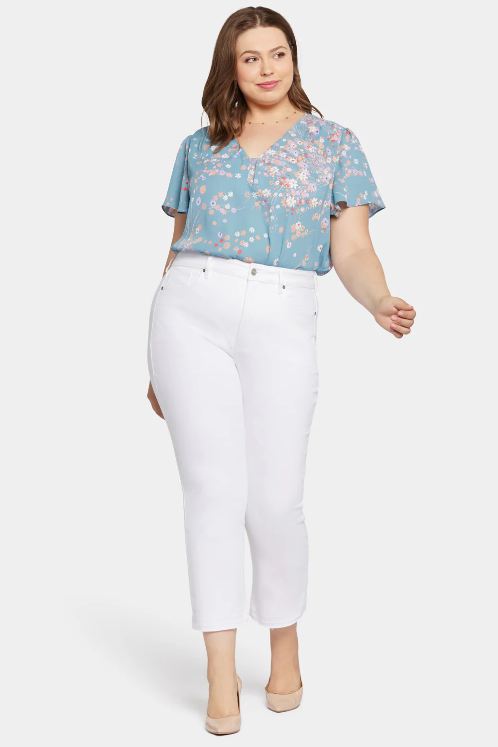 Marilyn Straight Ankle Jeans In Plus Size - Optic White - Image 4