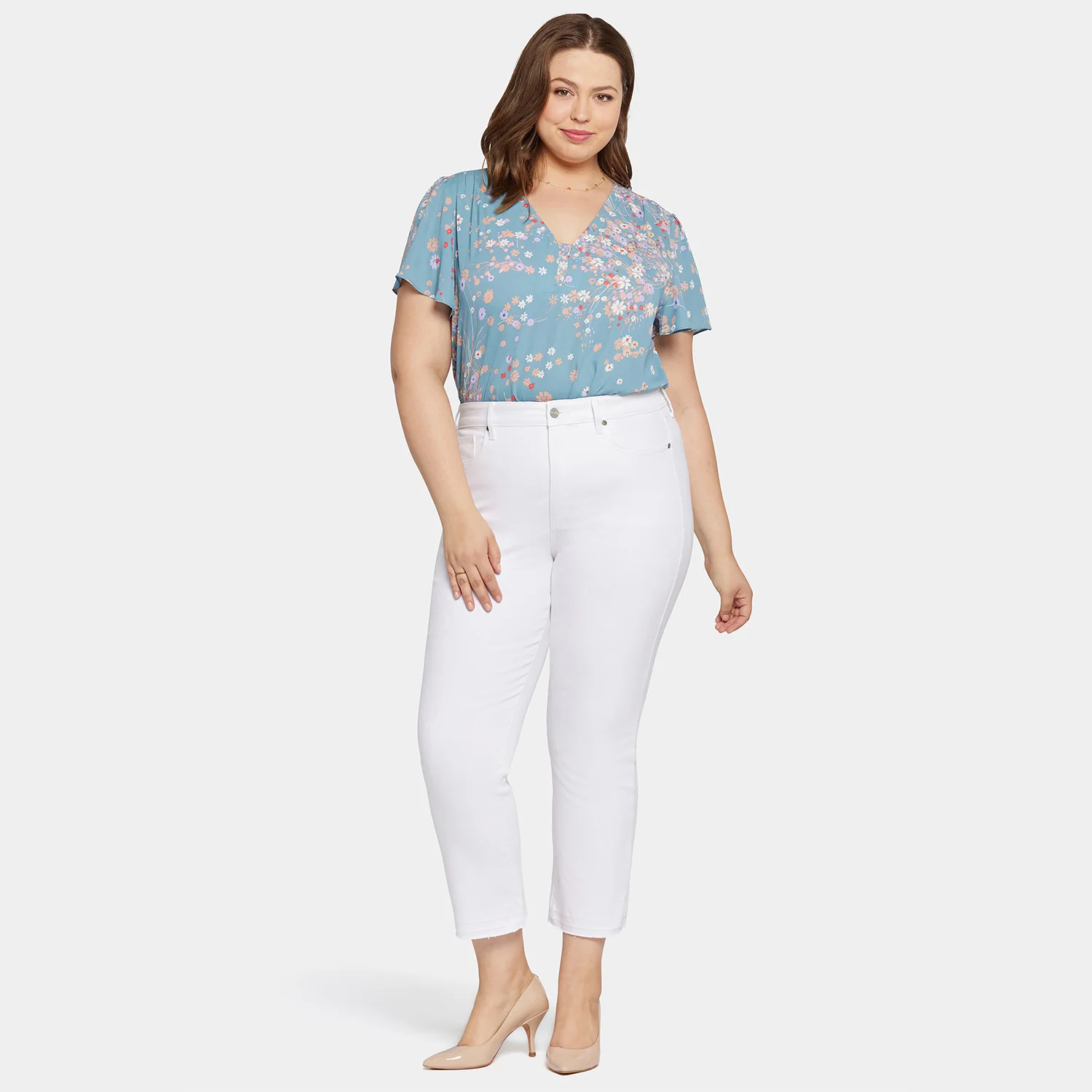 Marilyn Straight Ankle Jeans In Plus Size - Optic White - Image 7