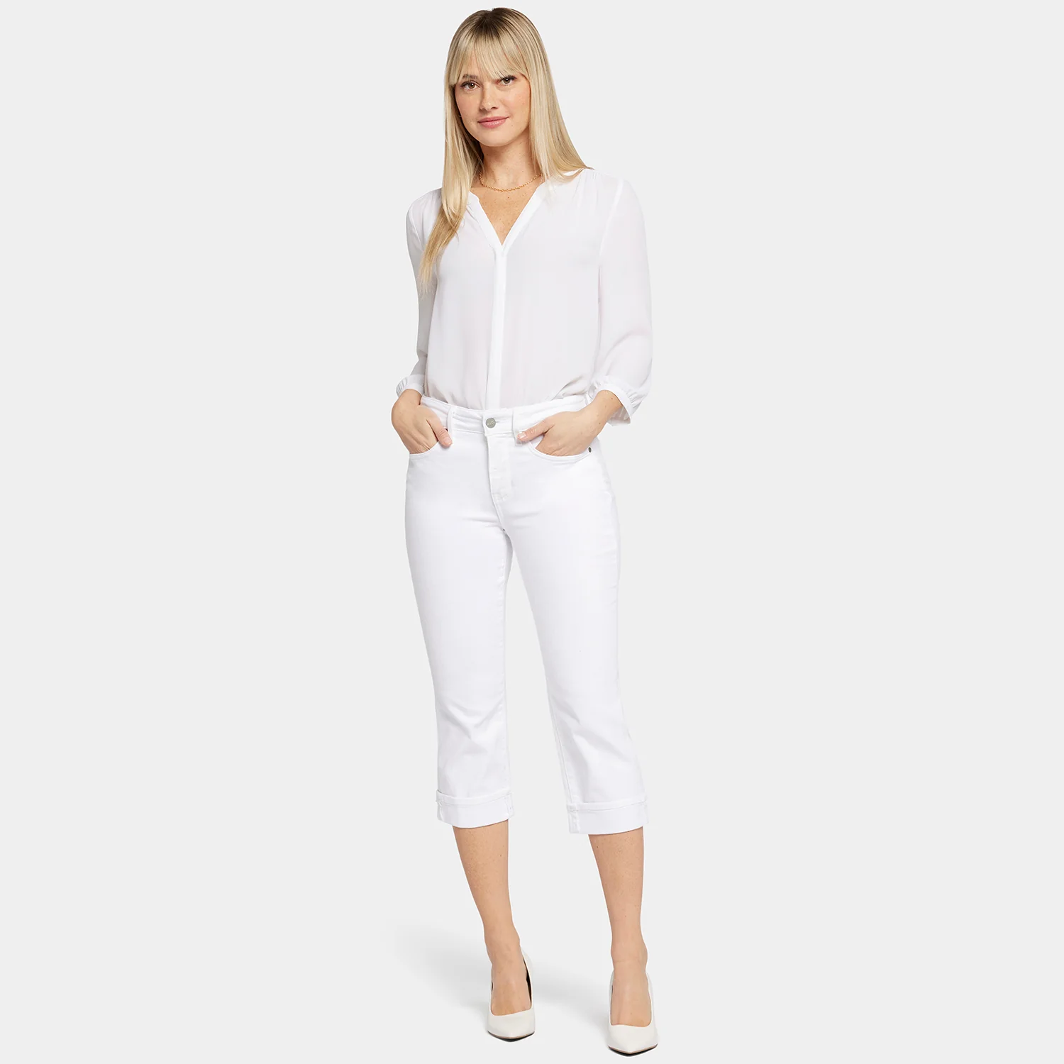 Marilyn Straight Crop Jeans In Petite - Optic White - Image 5
