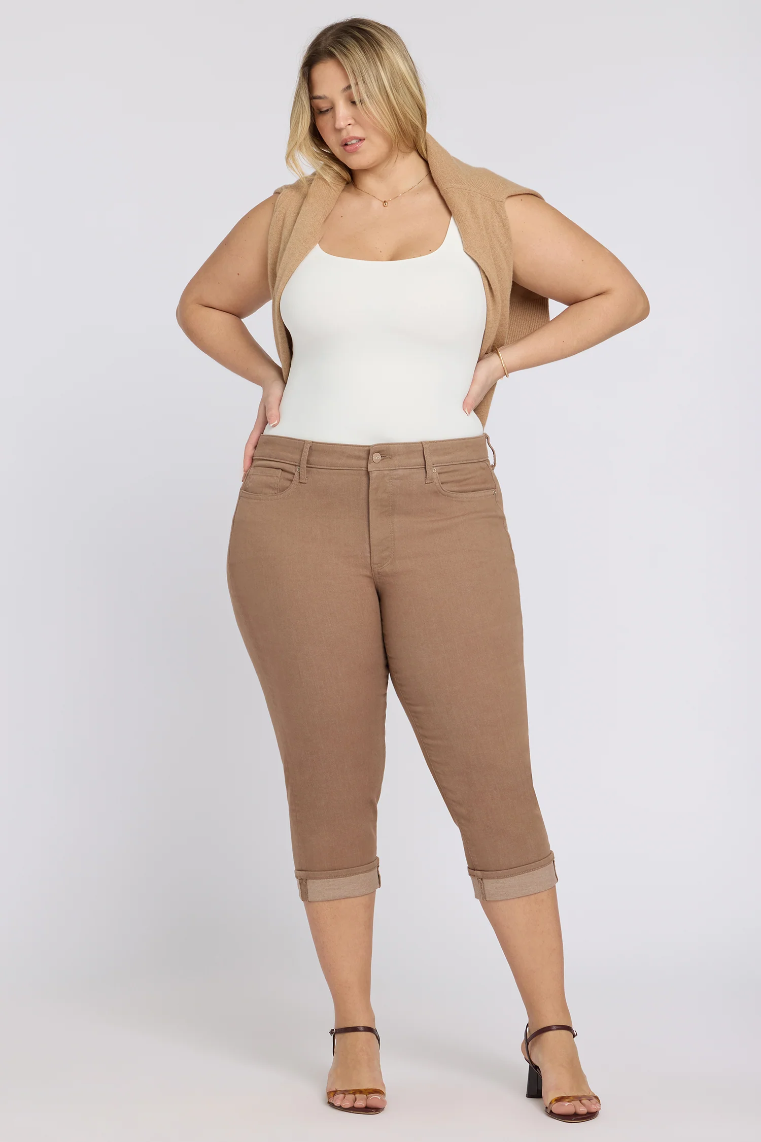 Marilyn Straight Crop Jeans In Plus Size - Toasted Coconut - Image 6