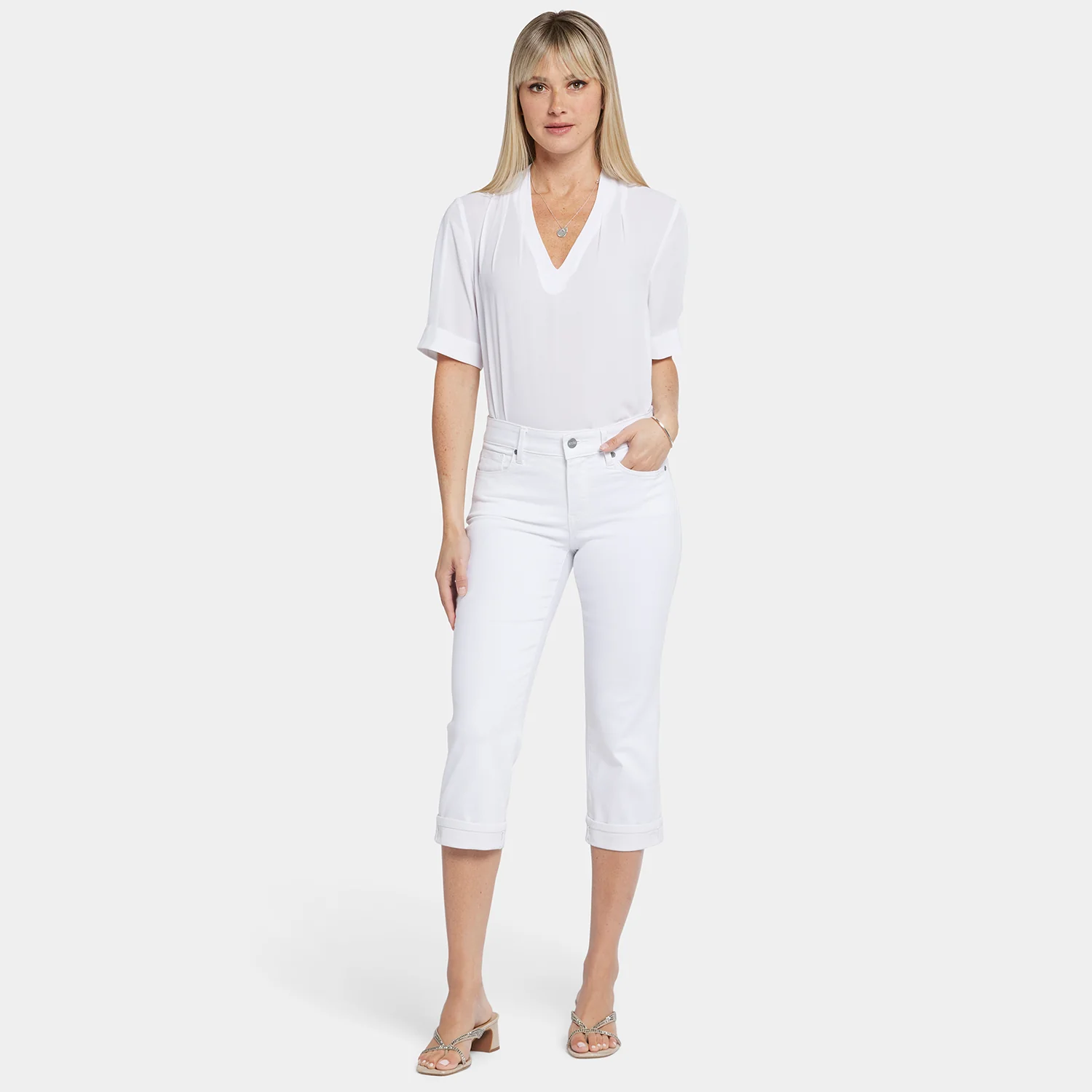Marilyn Straight Crop Jeans - Optic White - Image 5