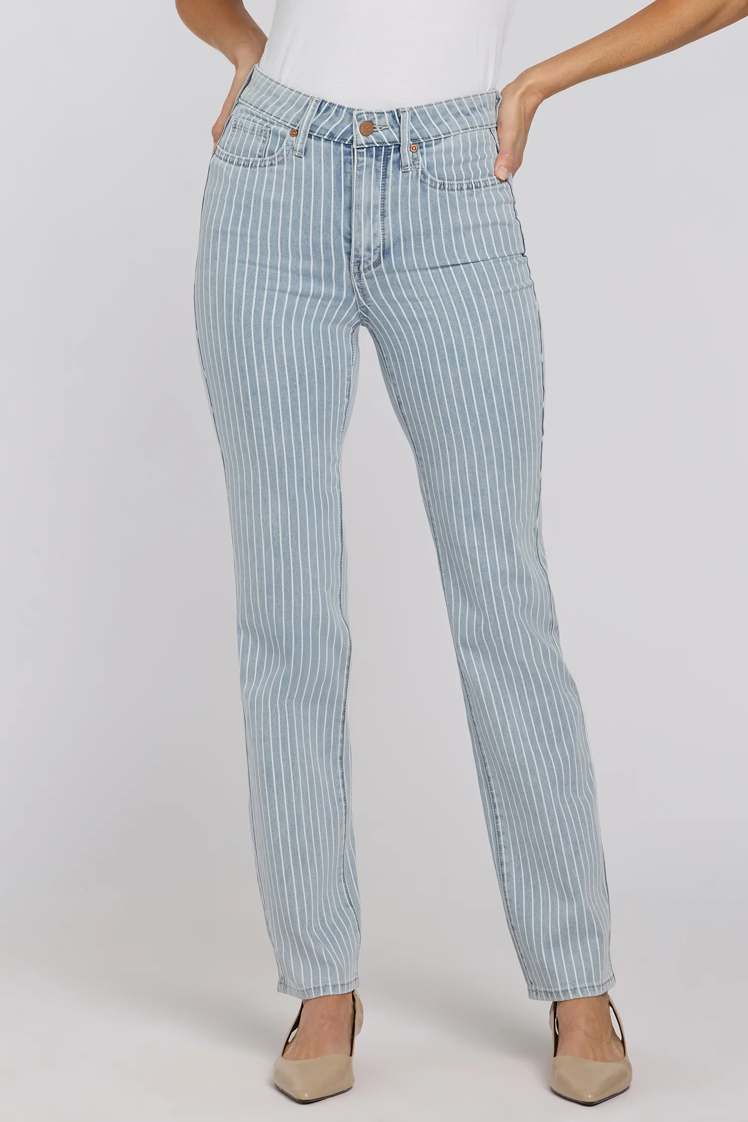Marilyn Straight Jeans In Petite - Azure Stripe - Image 4