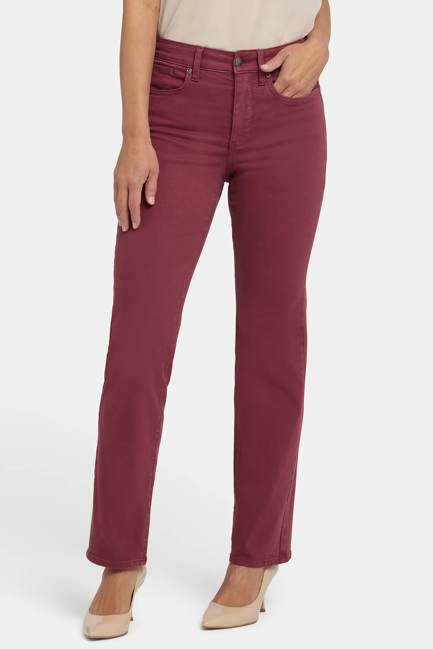 Marilyn Straight Jeans In Petite - True Burgundy - Image 4