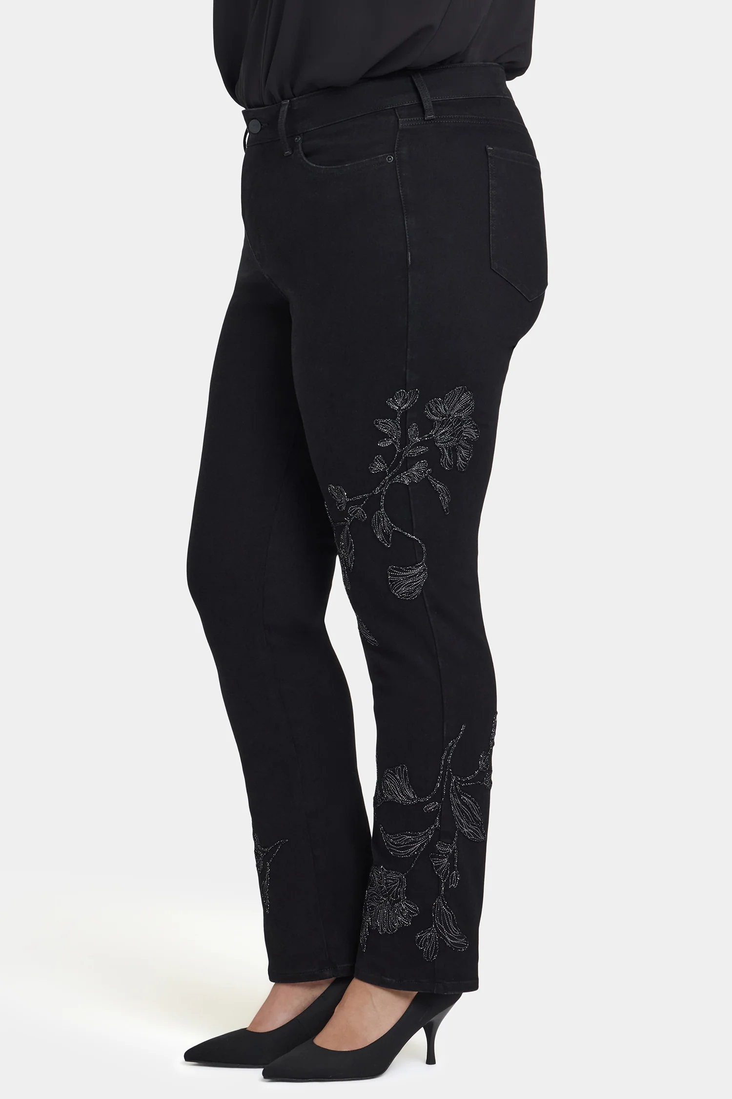 Marilyn Straight Jeans In Plus Size - Black Rinse - Image 3