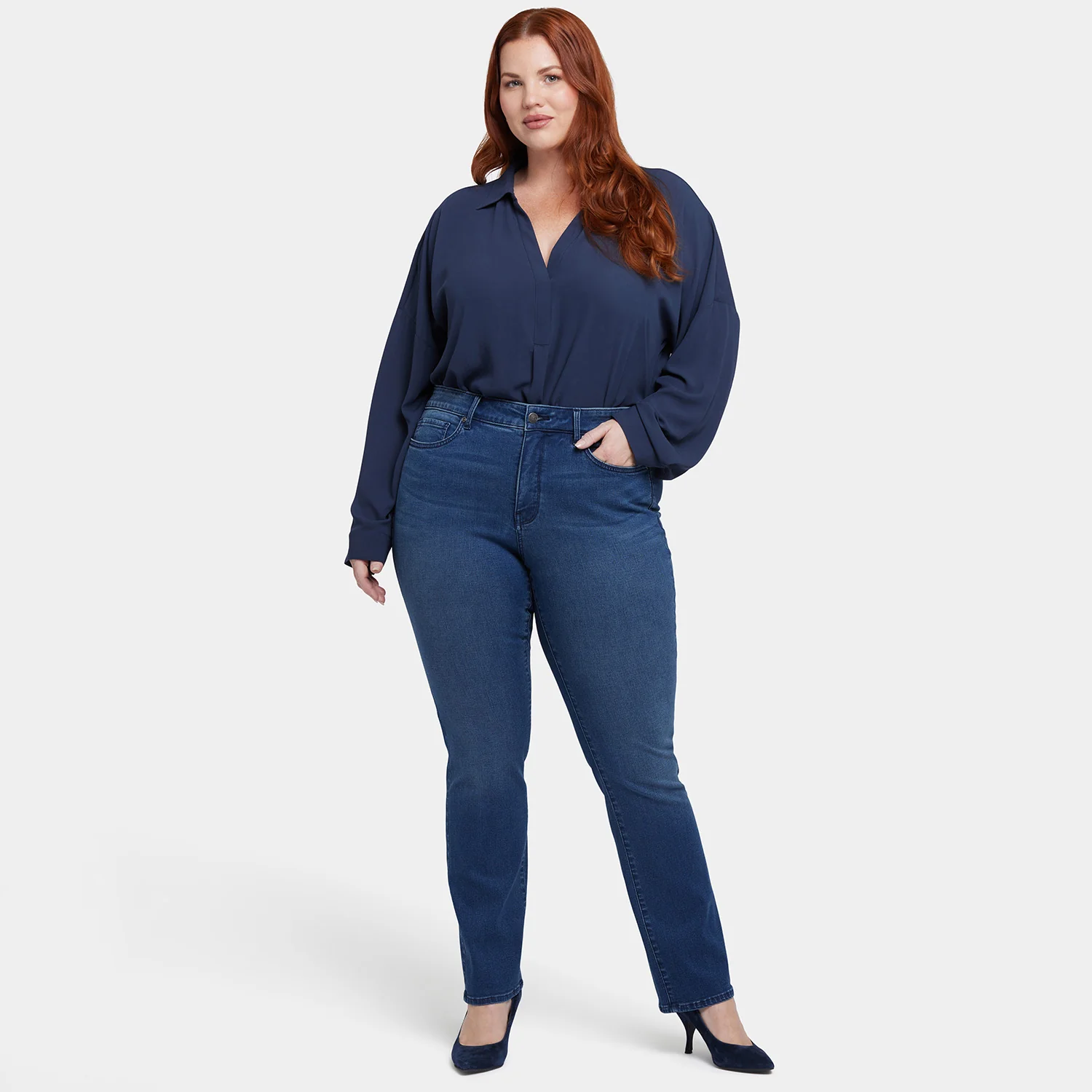 Marilyn Straight Jeans In Plus Size - Rendezvous - Image 7