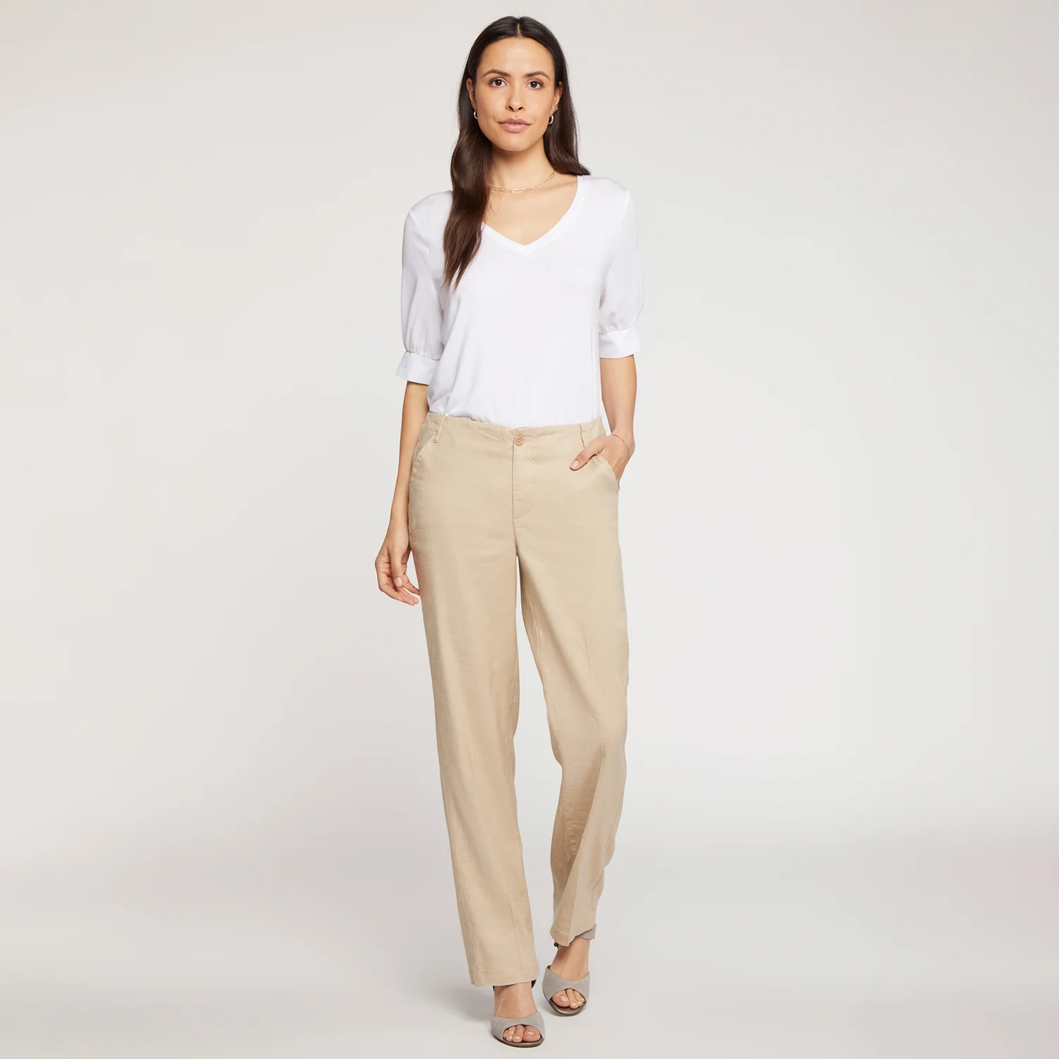 Marilyn Straight Pants In Petite - Feather - Image 7