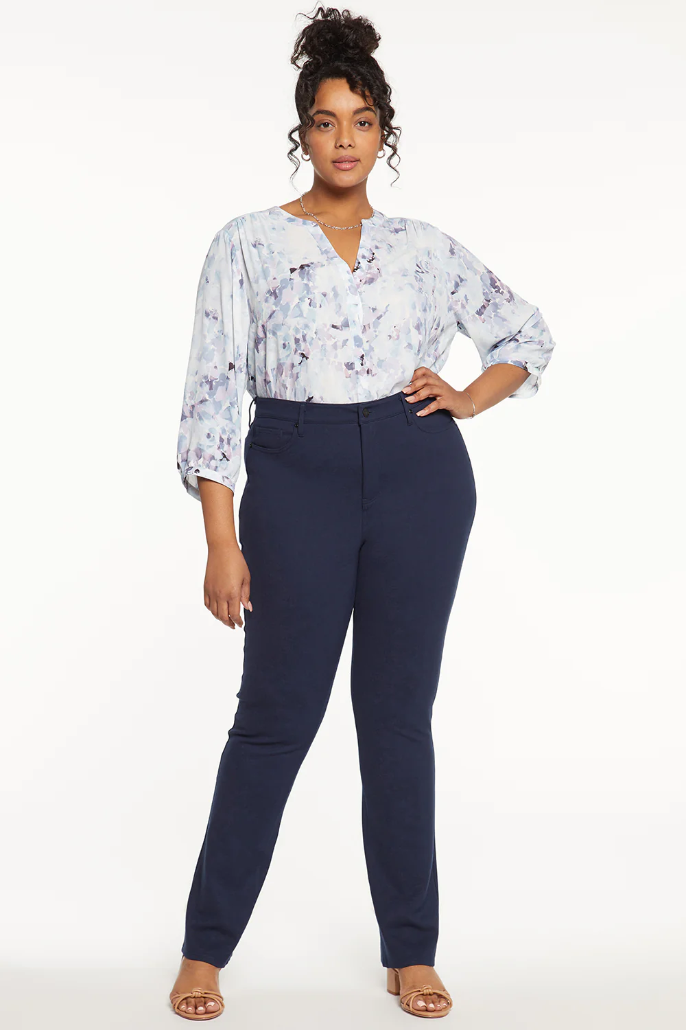 Marilyn Straight Pants In Plus Size - Oxford Navy - Image 4
