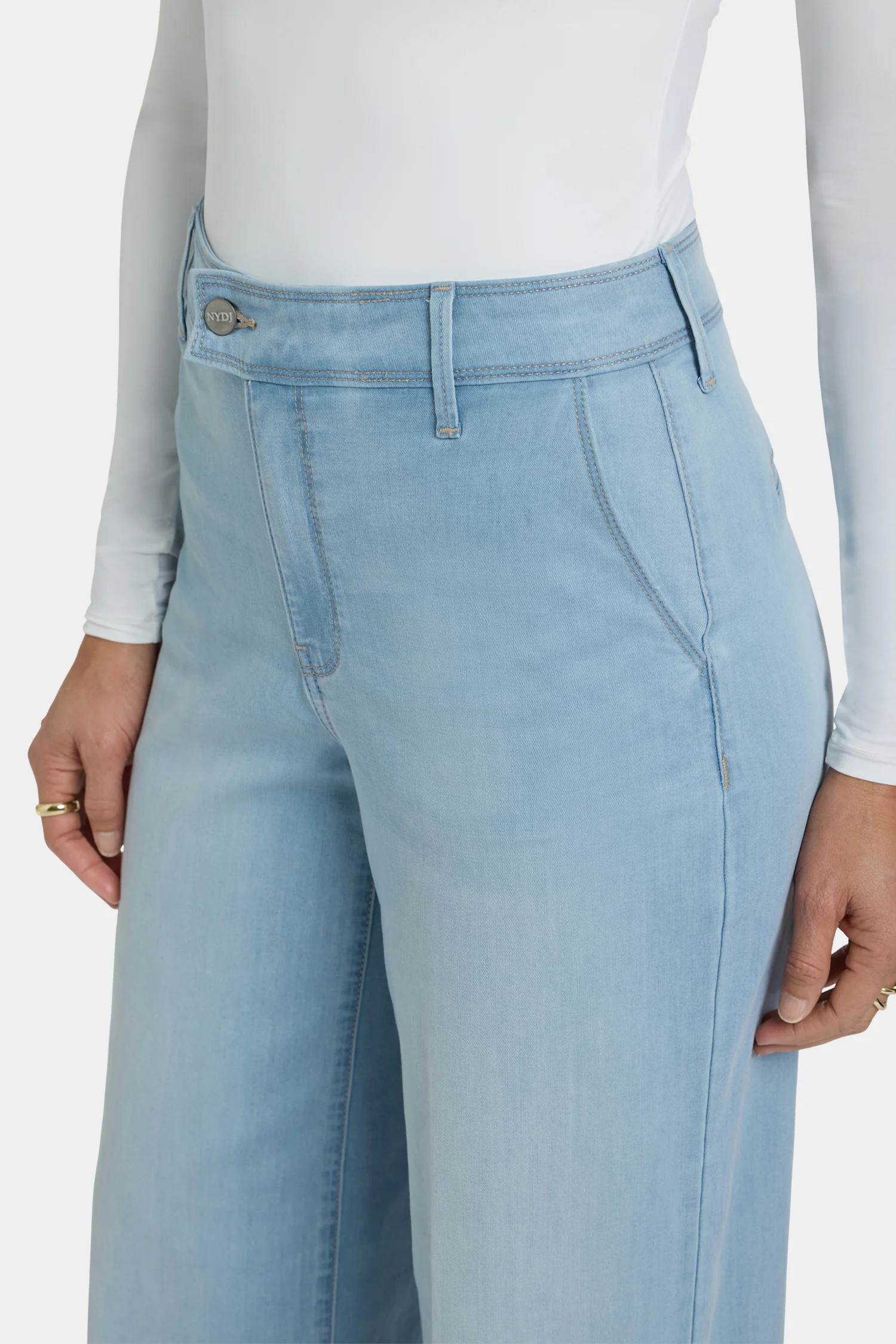 Mona Wide Leg Trouser Jeans - Oceanfront - Image 2