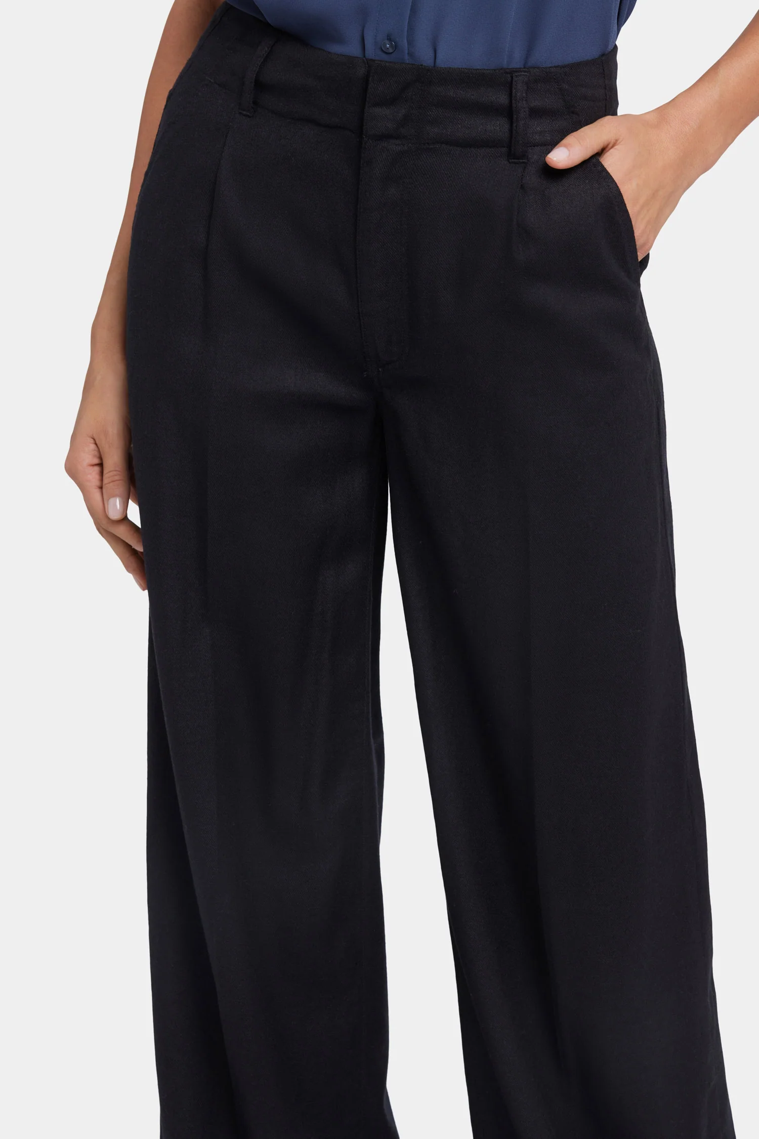 Mona Wide Leg Trouser Pants - Black - Image 6