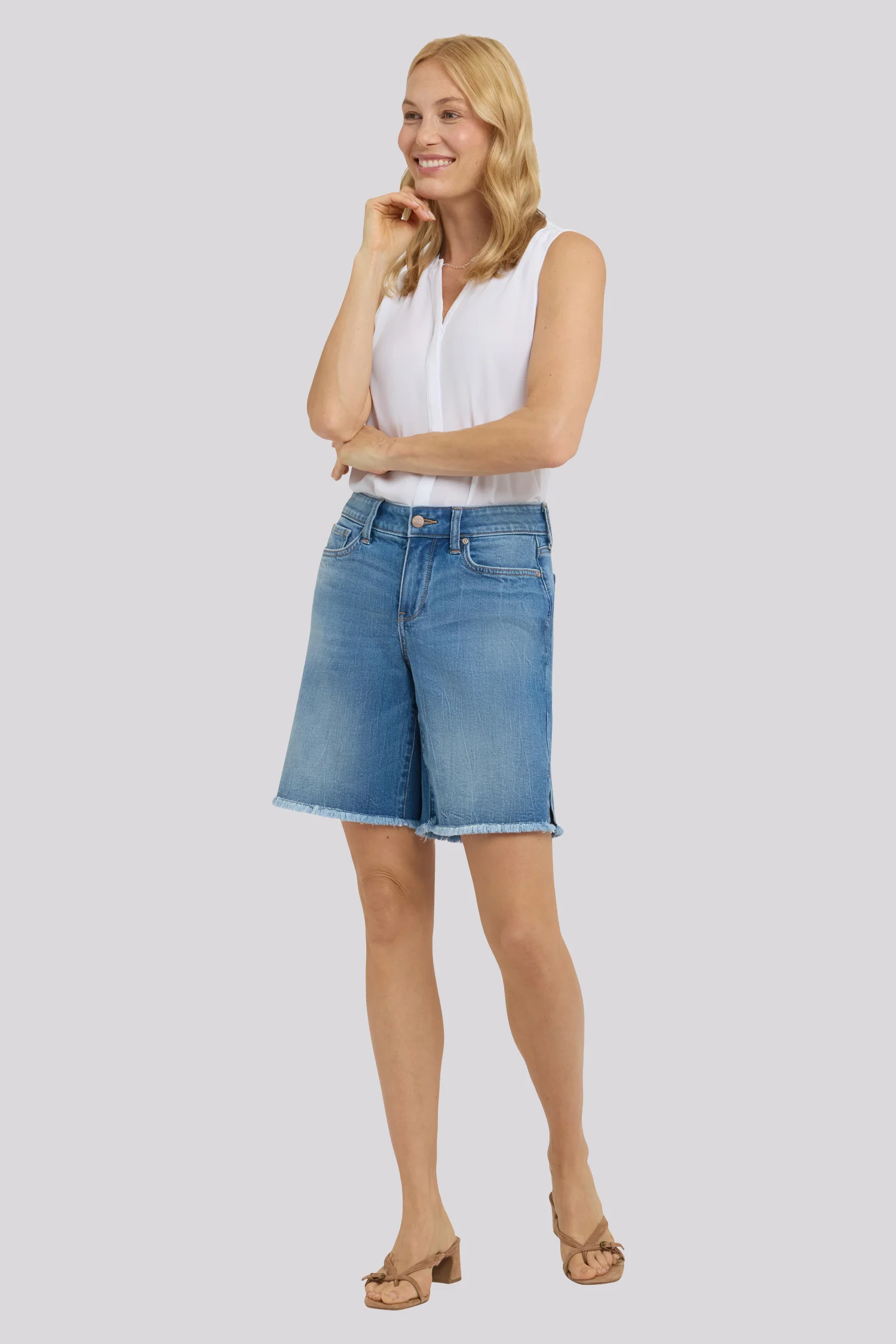 Naomi Relaxed A-Line Denim Shorts - Pacifica - Image 2