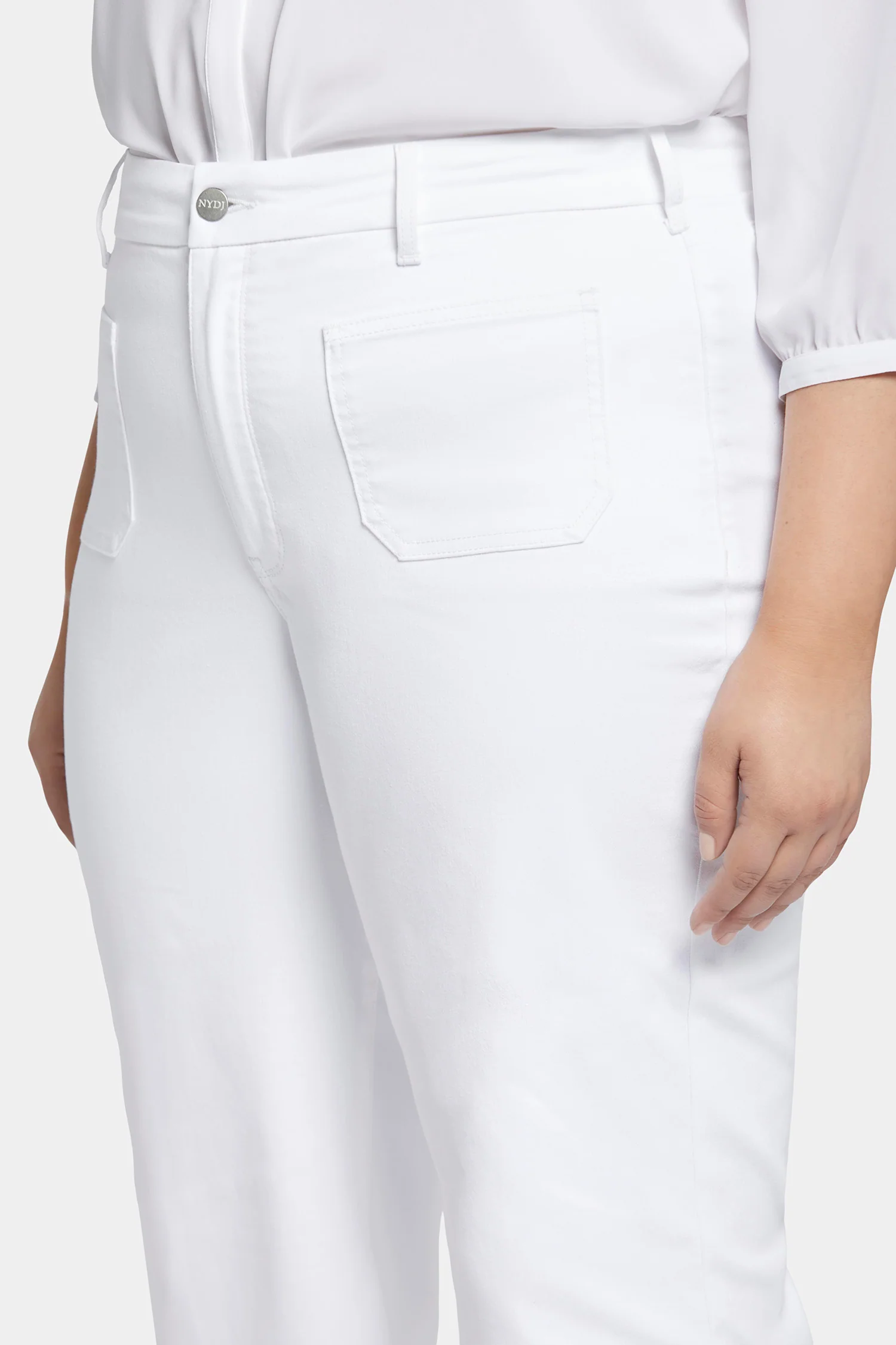 Patchie Wide Leg Capri Jeans In Petite Plus Size - Optic White - Image 6