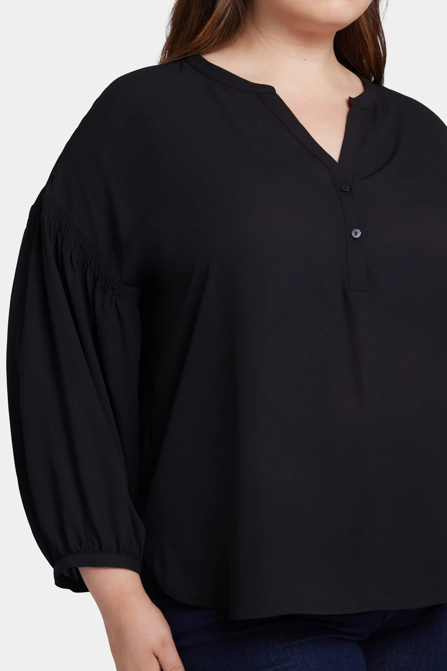 Paulina Peasant Blouse In Plus Size - Black - Image 6