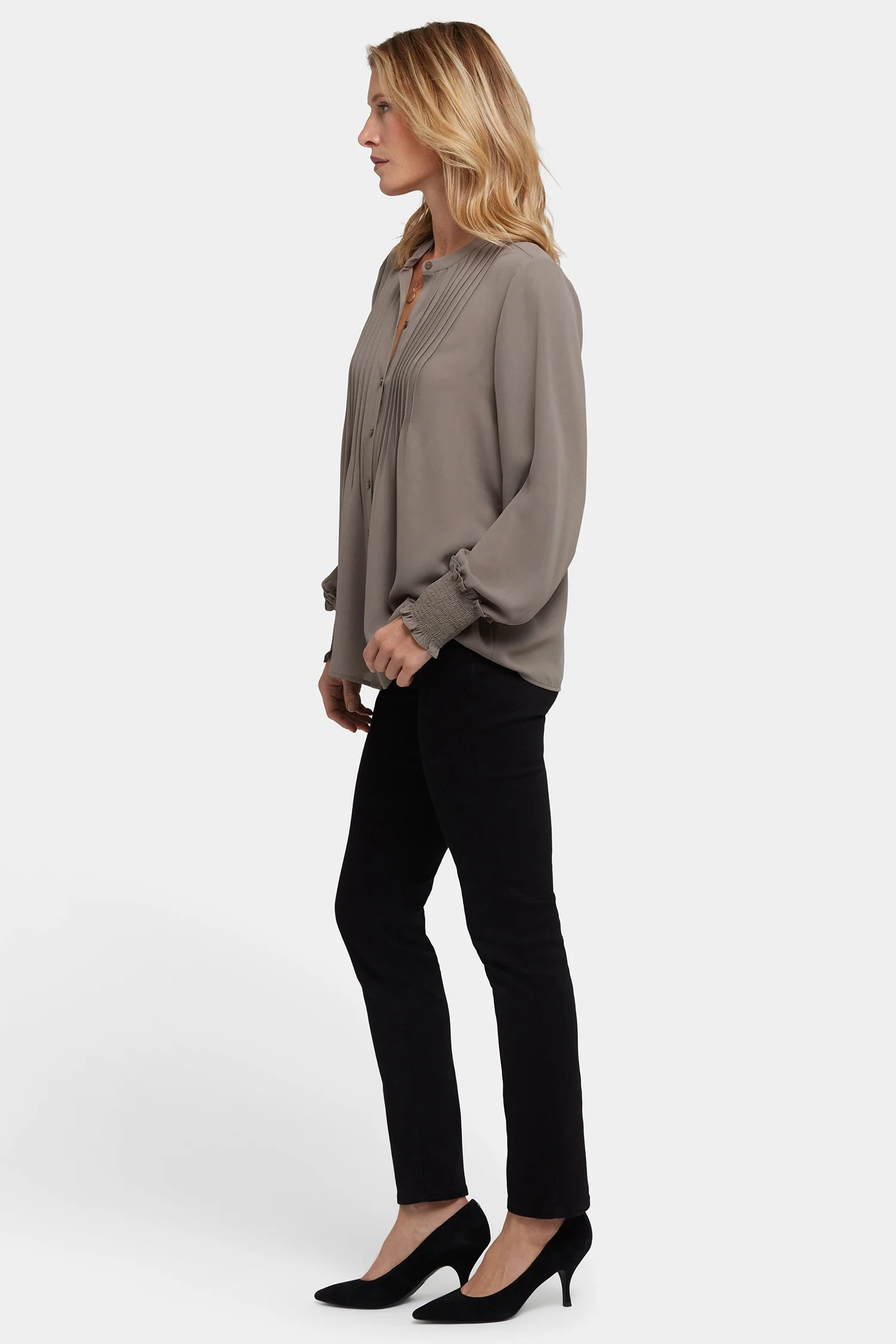 Pleated Peasant Blouse - Dark Wood - Image 3