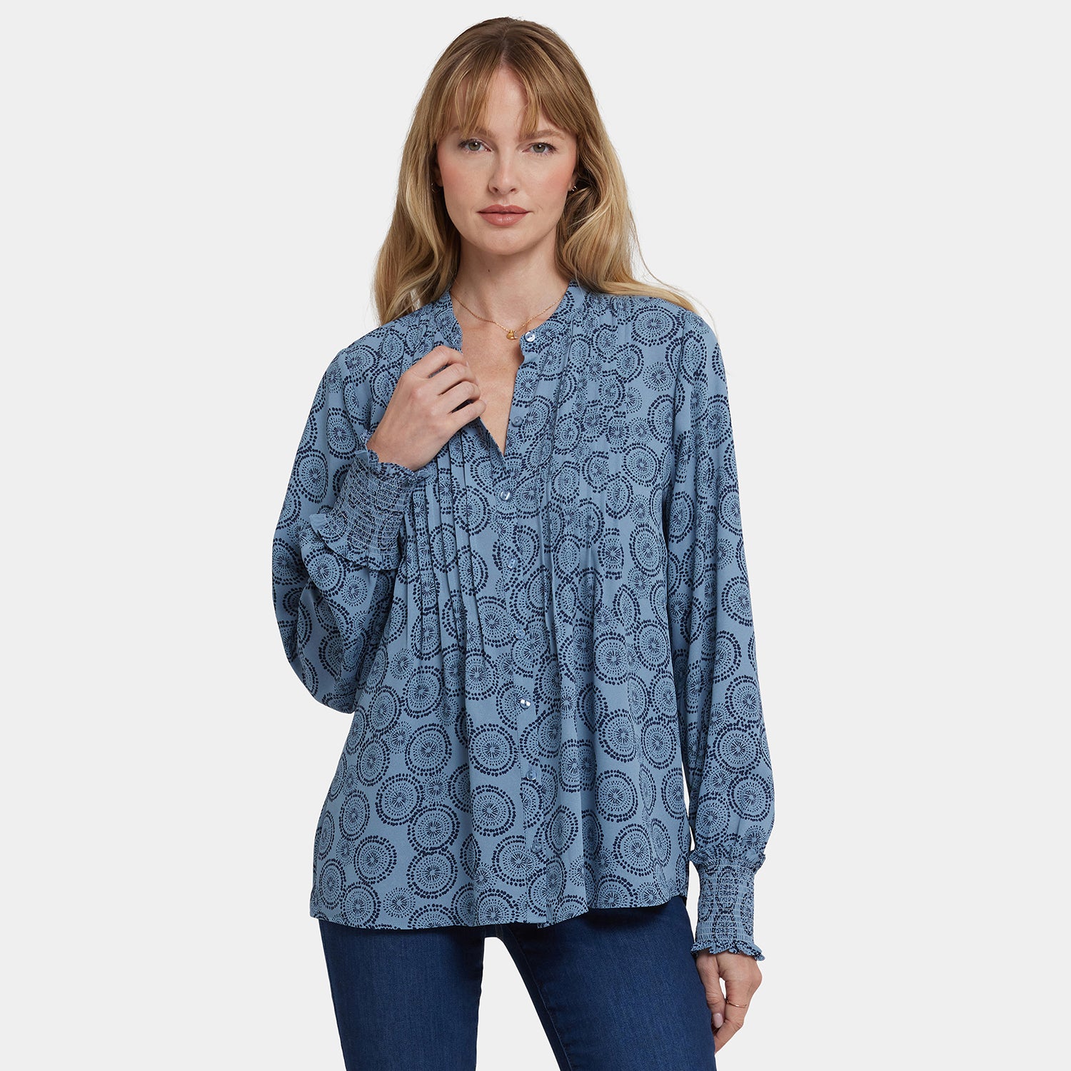 Pleated Peasant Blouse - Rain Garden - Image 6