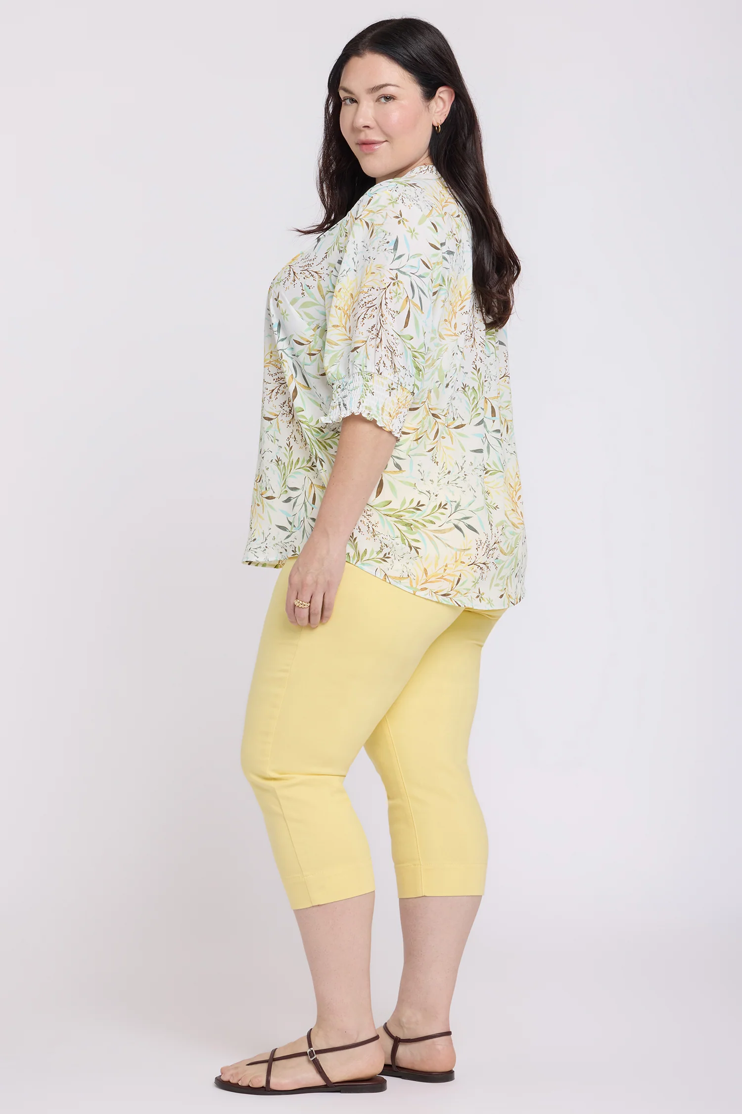 Pleated Short Sleeved Blouse In Plus Size - Chateau Jardin - Image 3