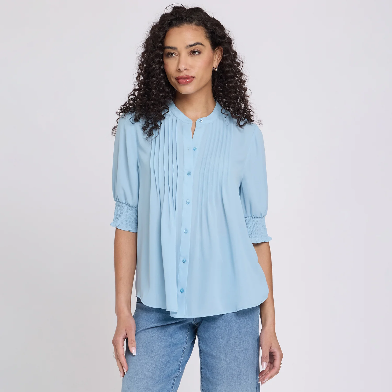 Pleated Short Sleeved Blouse - Starlight - Image 6