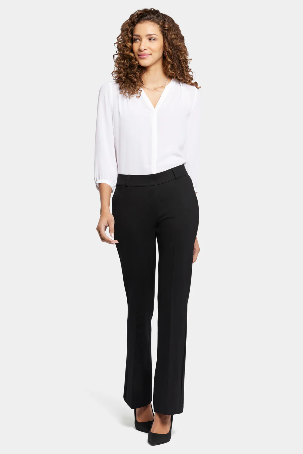 Pull-On Flared Trouser Pants - Black - Image 4
