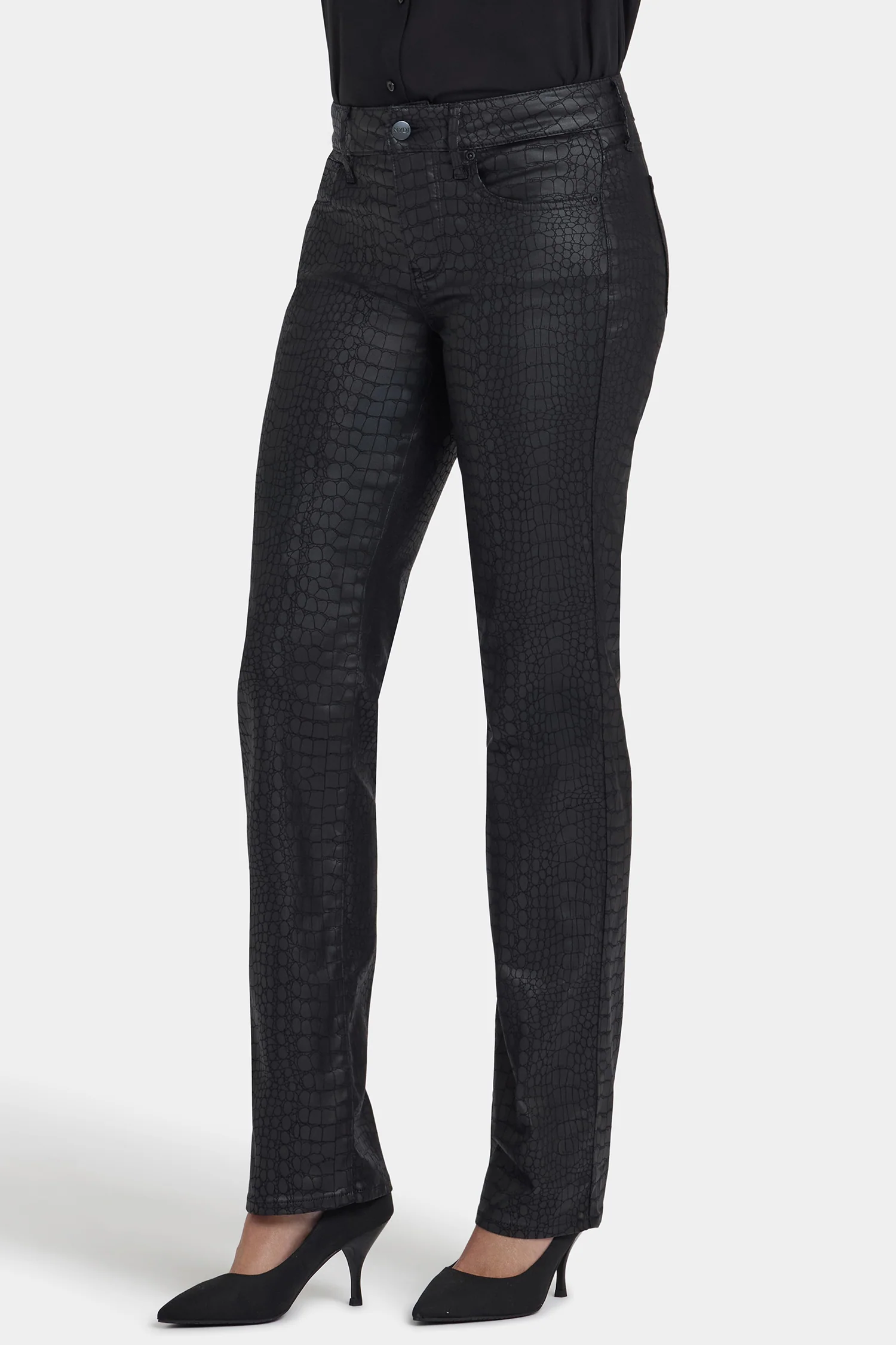 Python Coated Marilyn Straight Jeans - Black Coated Python - Image 3