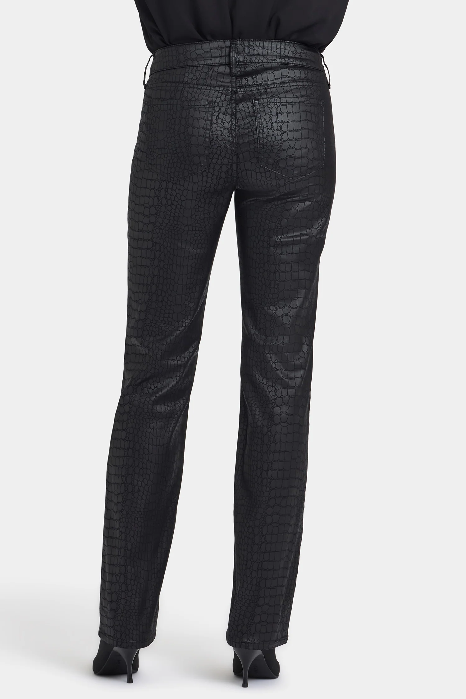 Python Coated Marilyn Straight Jeans - Black Coated Python - Image 5