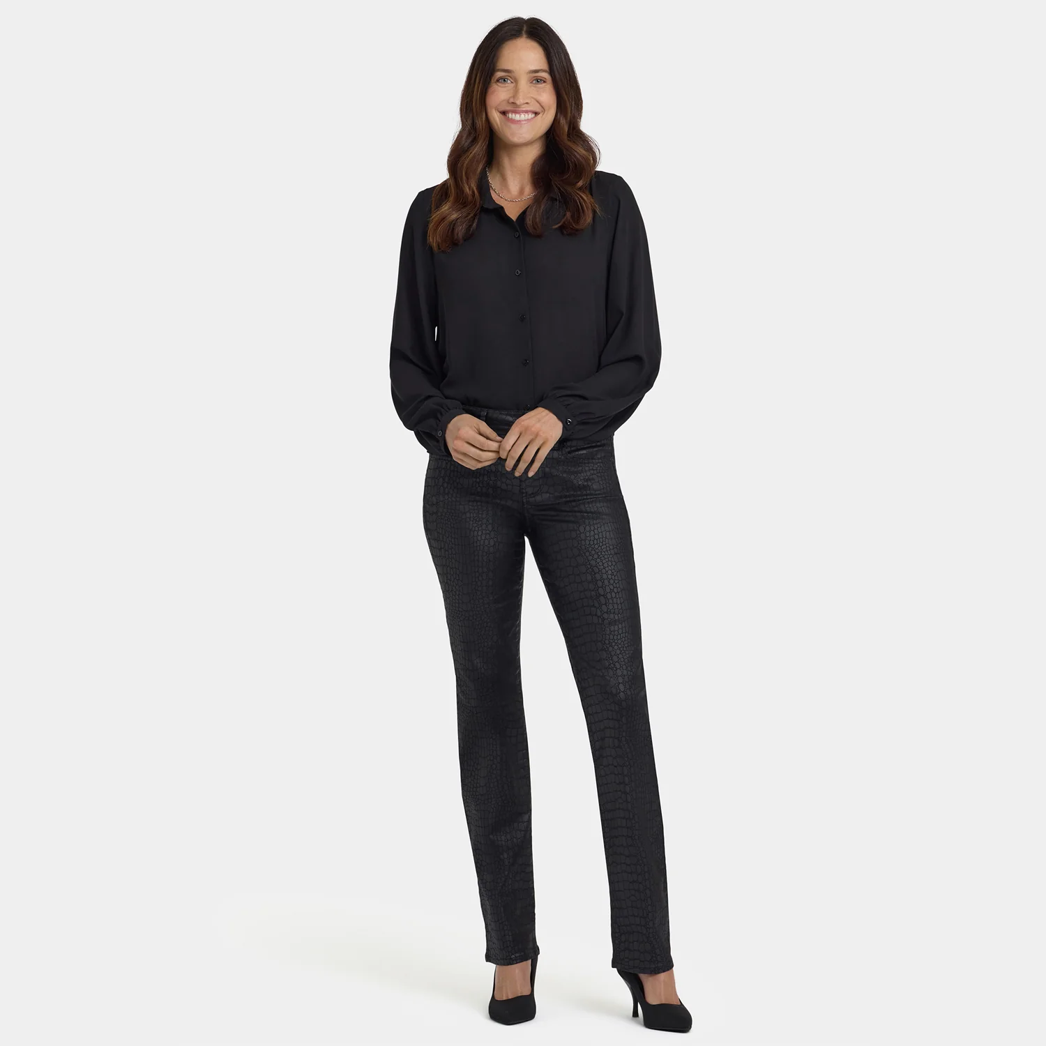 Python Coated Marilyn Straight Jeans - Black Coated Python - Image 6
